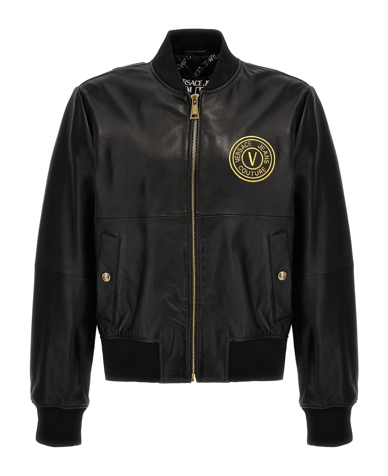 Versace Jeans Couture Leather Jacket - BLACK/GOLD