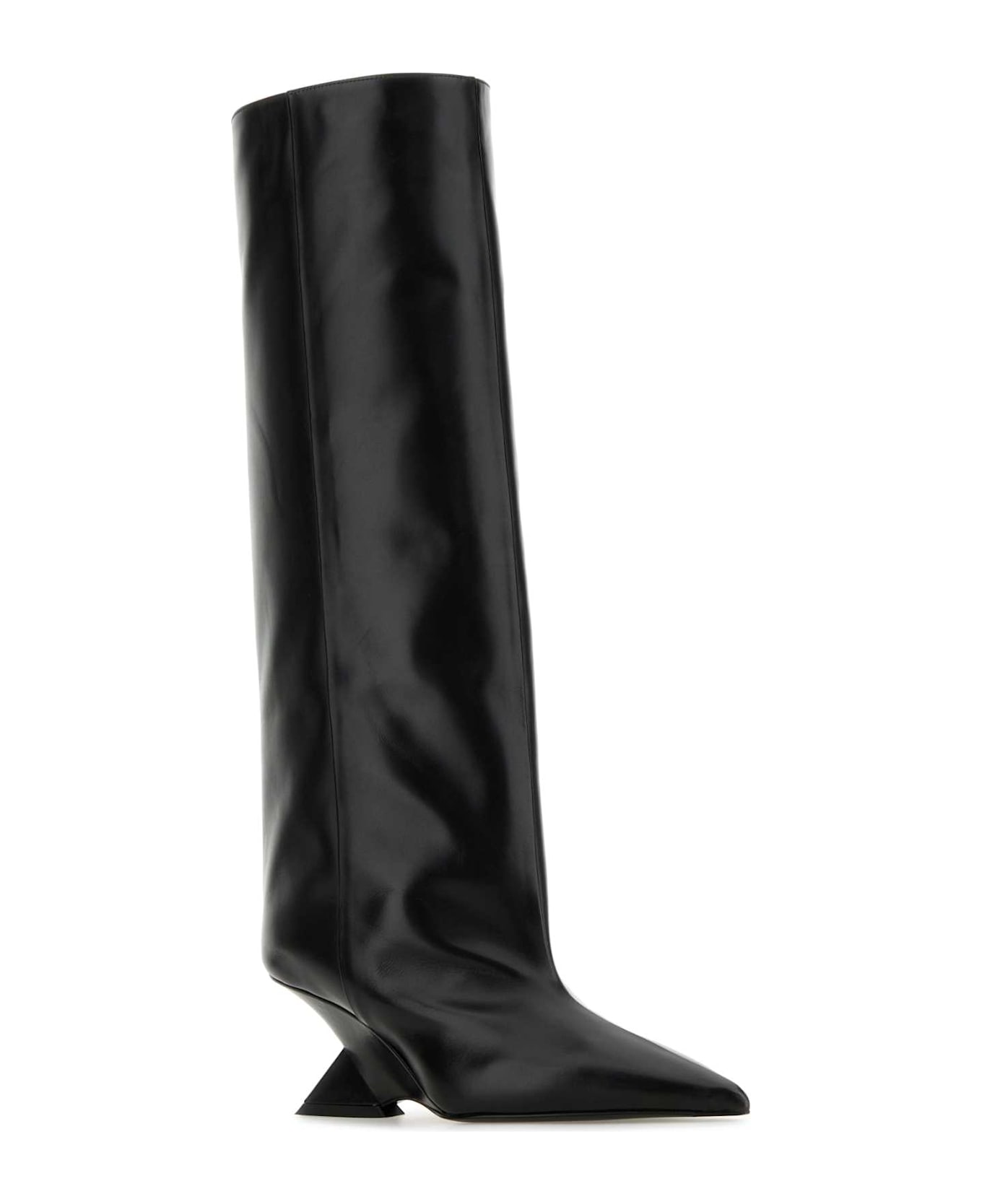 The Attico Black Leather Cheope Boots - Black