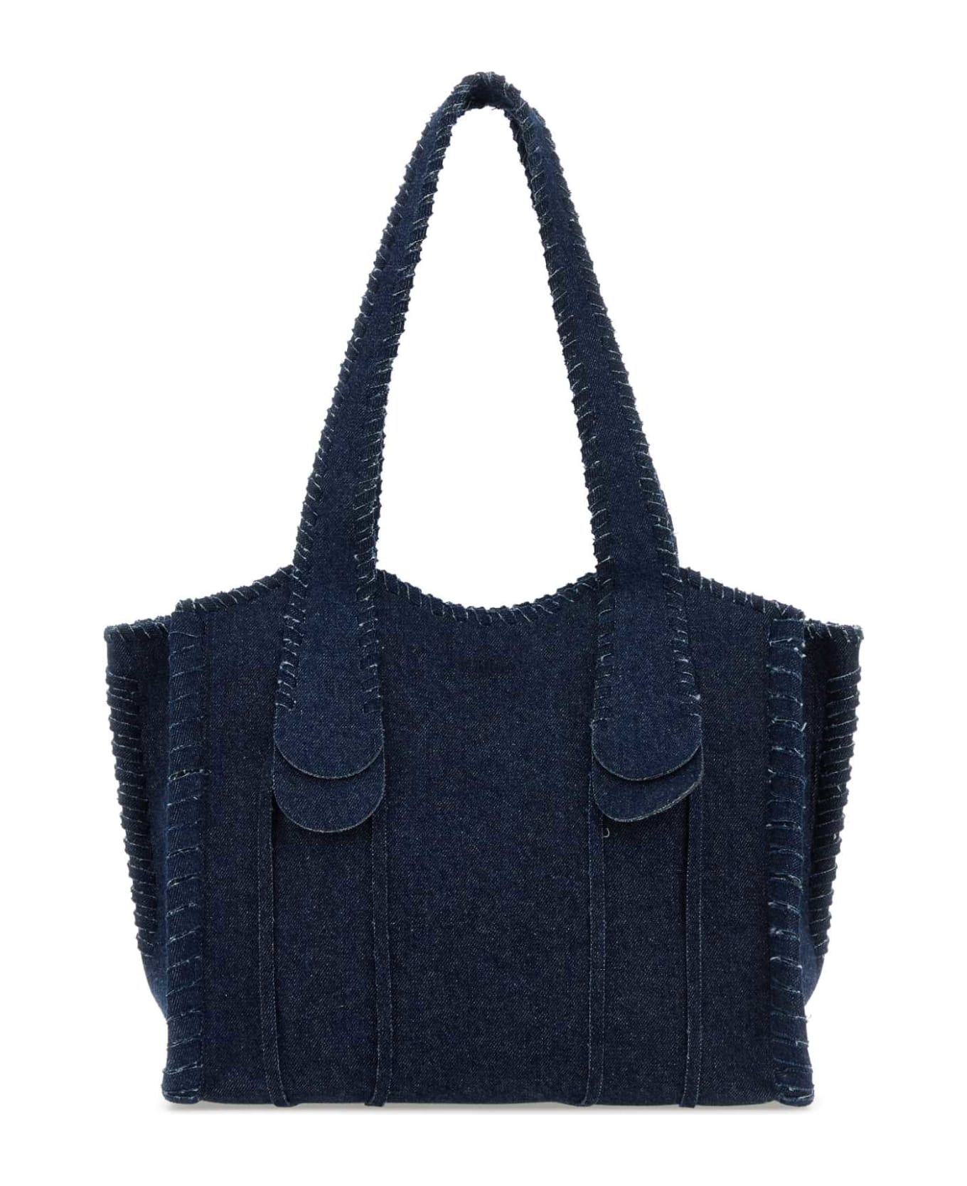 Chloé Dark Blue Denim Medium Mony Shopping Bag - DENIM