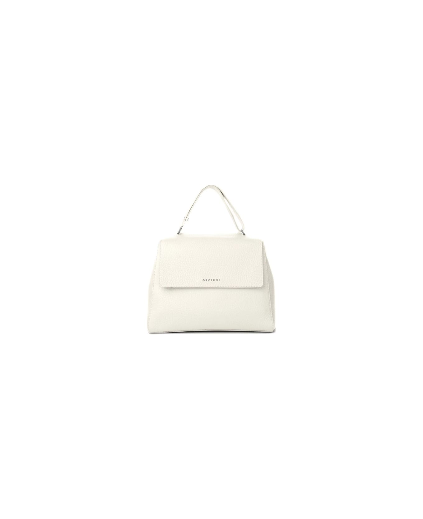 Orciani Sveva Soft Medium Shoulder Bag In Leather With Shoulder Strap - Bianco