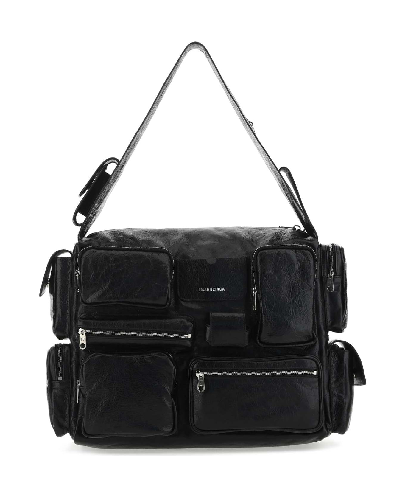 Balenciaga Black Leather Large Supebusy Shoulder Bag - 1000