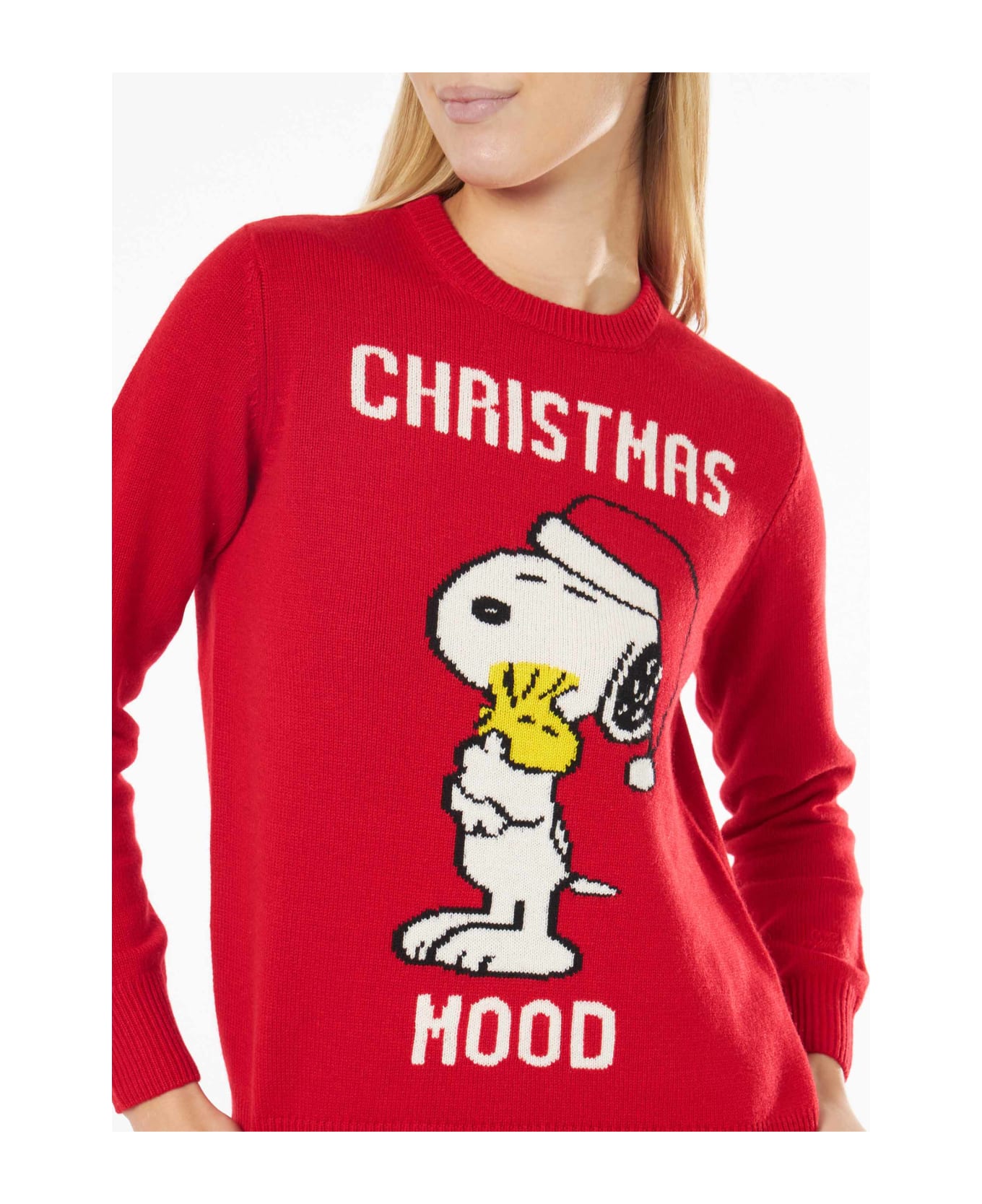 MC2 Saint Barth Woman Red Sweater Snoopy Christmas | Peanuts Special Edition - RED