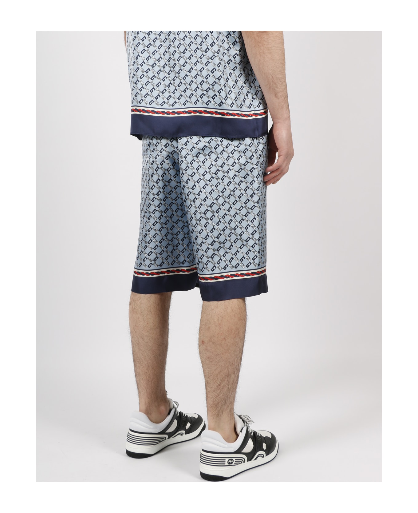 Gucci Shorts With G Square Print - Blue