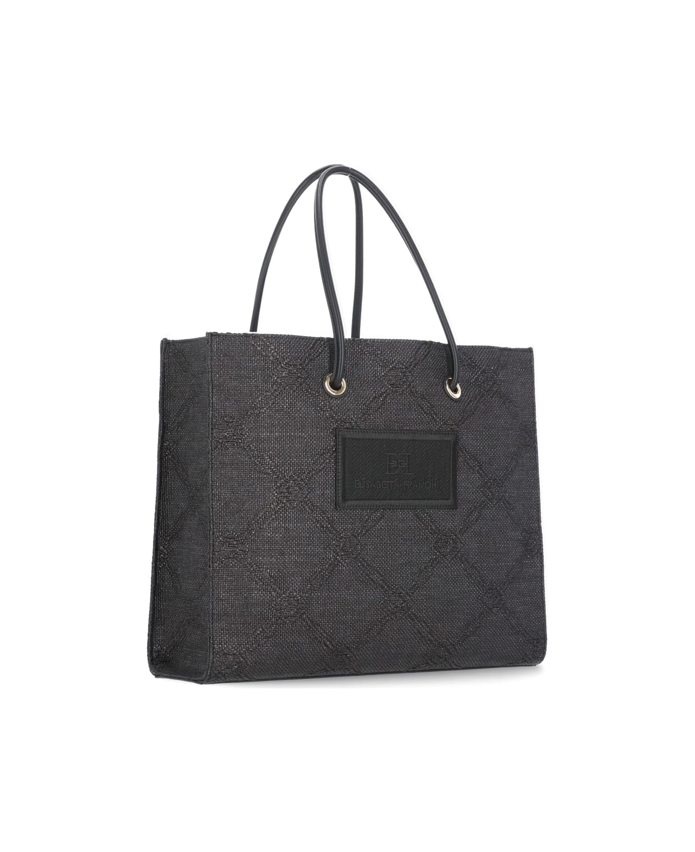 Elisabetta Franchi Tote Rafia Bag - Black