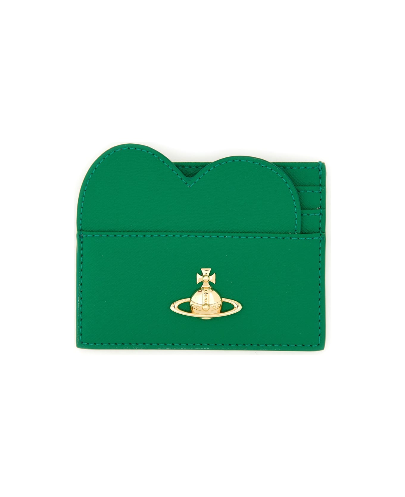 Vivienne Westwood Card Holder With Orb Embroidery - GREEN