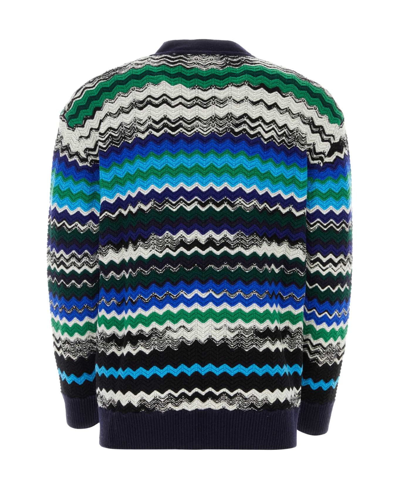 Missoni Embroidered Stretch Wool Blend Cardigan - BLUEBLACKGREENWHITE