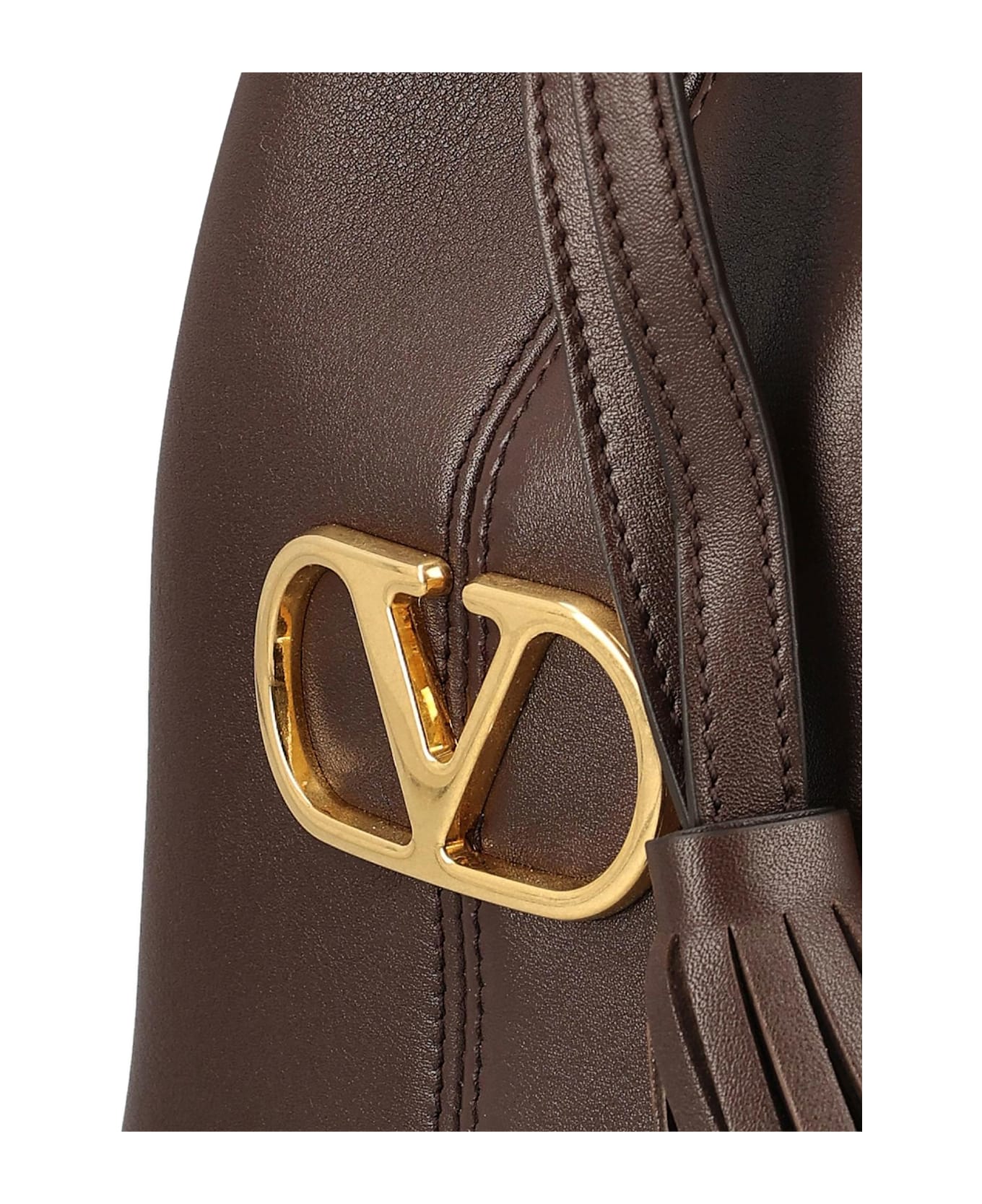 Valentino Garavani So Seau Leather Bucket Bag - DARK COFFEE