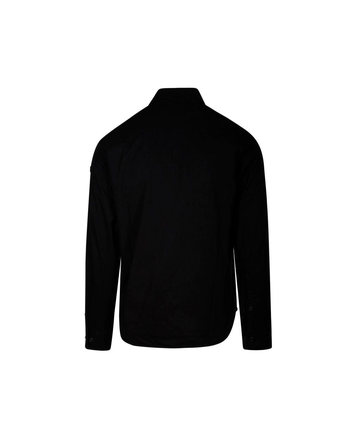 C.P. Company Zip Up Collared Shirt - BLACK