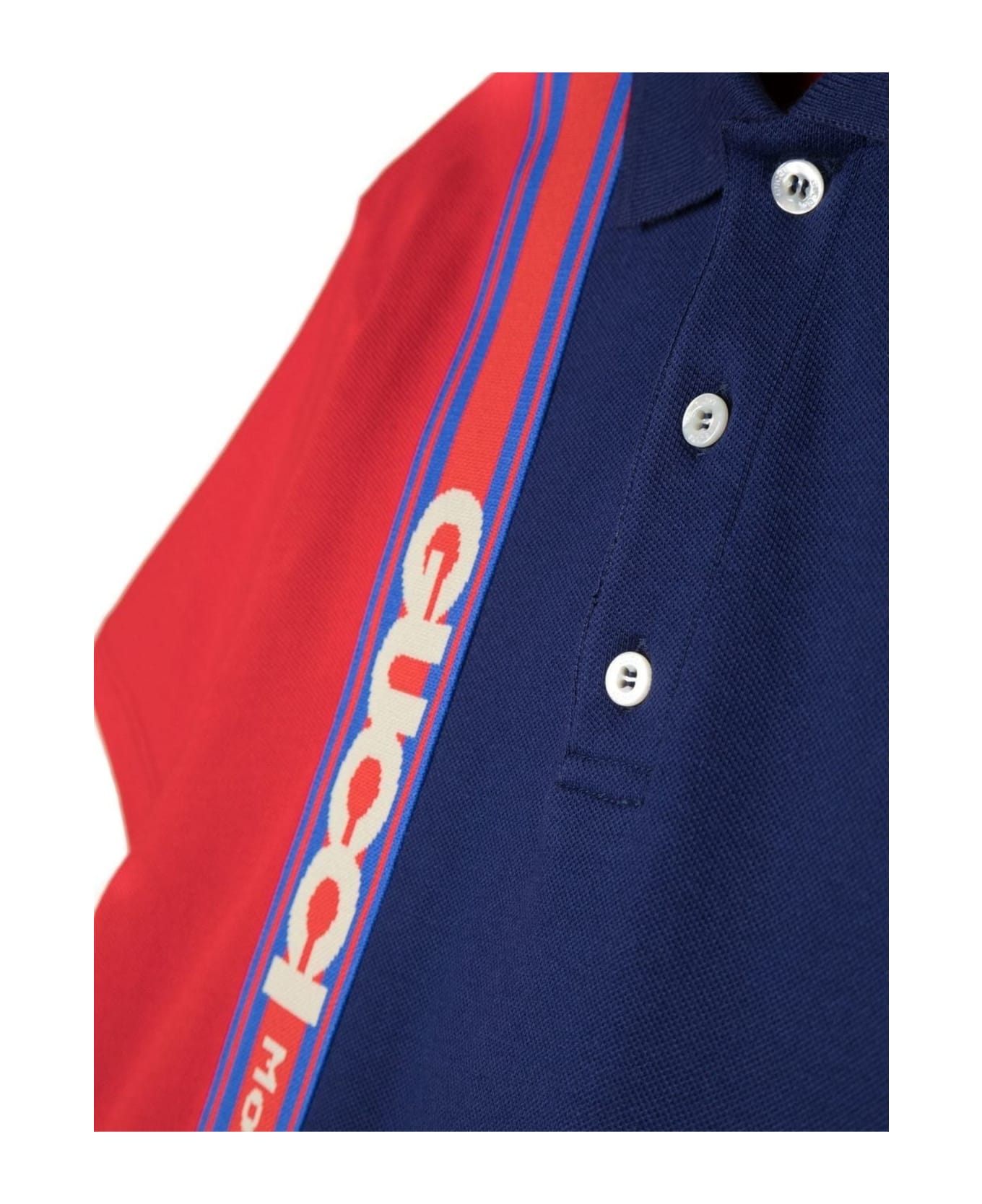 Gucci Blue And Red Cotton Polo Shirt - Blu