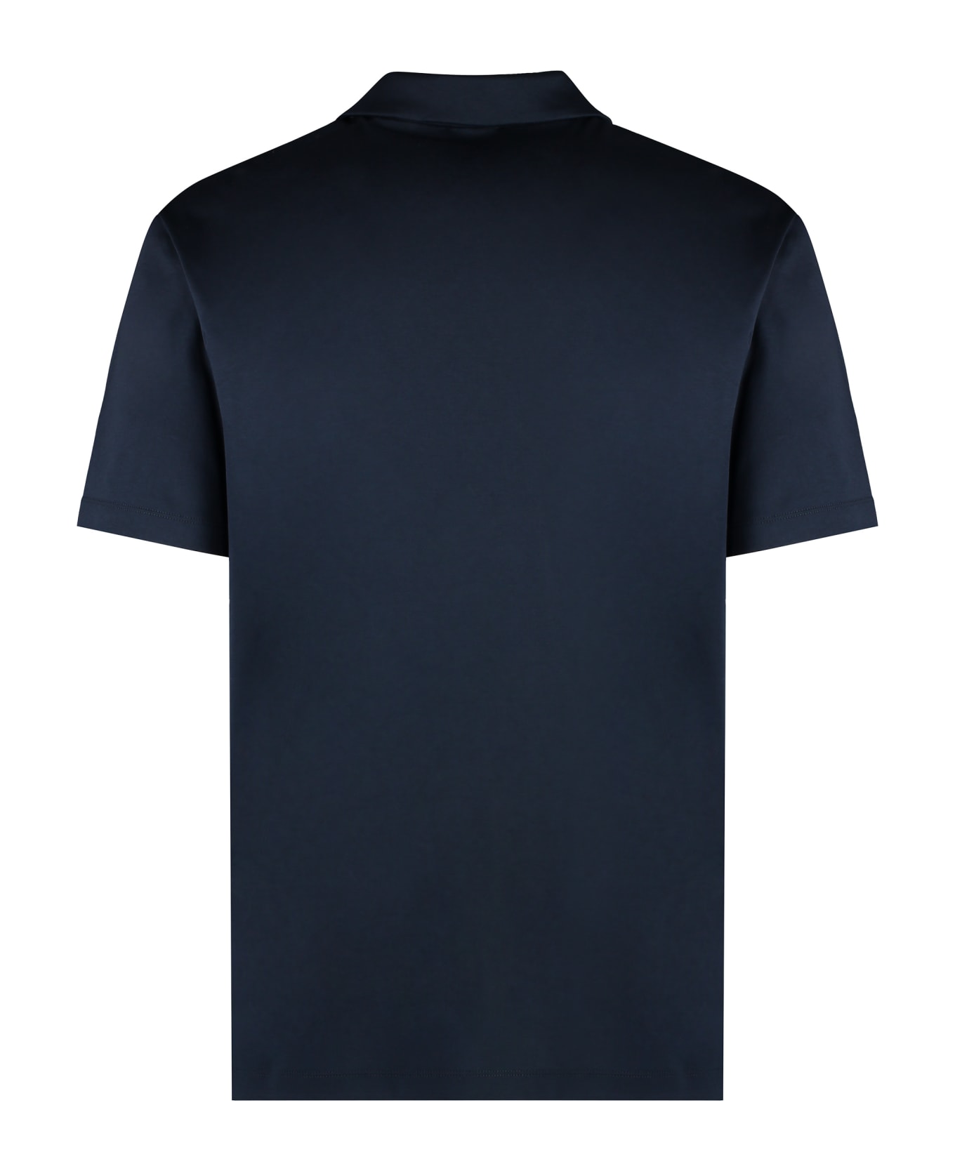 Giorgio Armani Short Sleeve Cotton Polo Shirt - blue
