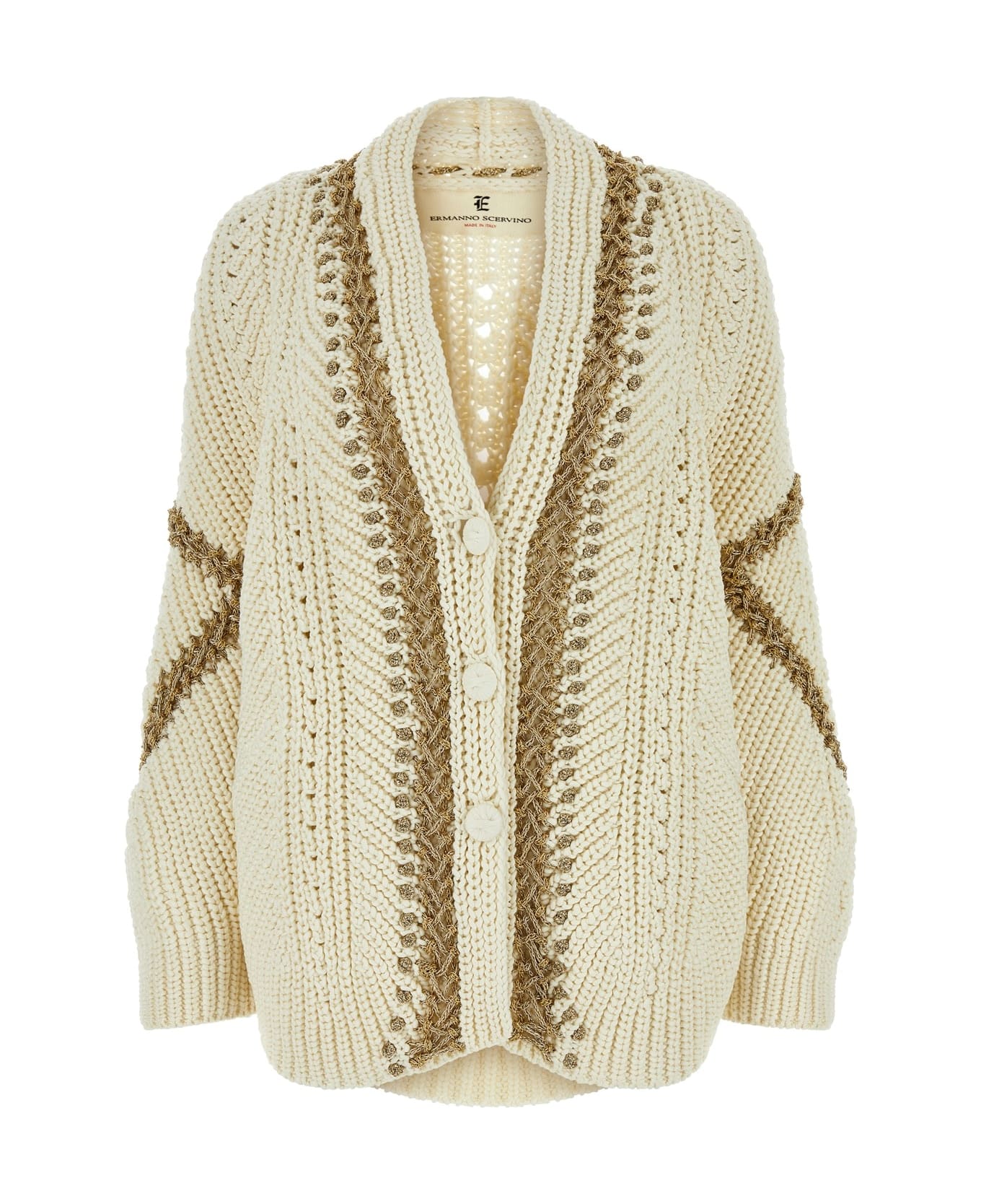 Ermanno Scervino Ivory Cotton Cardigan - BASEPANNARICAMOORO フリース