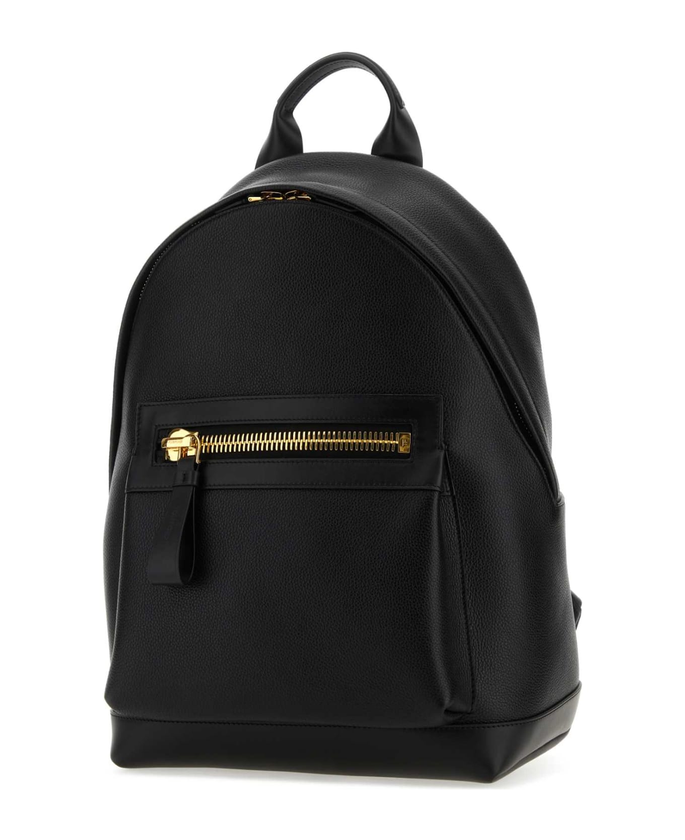 Tom Ford Black Leather Backpack - BLACK