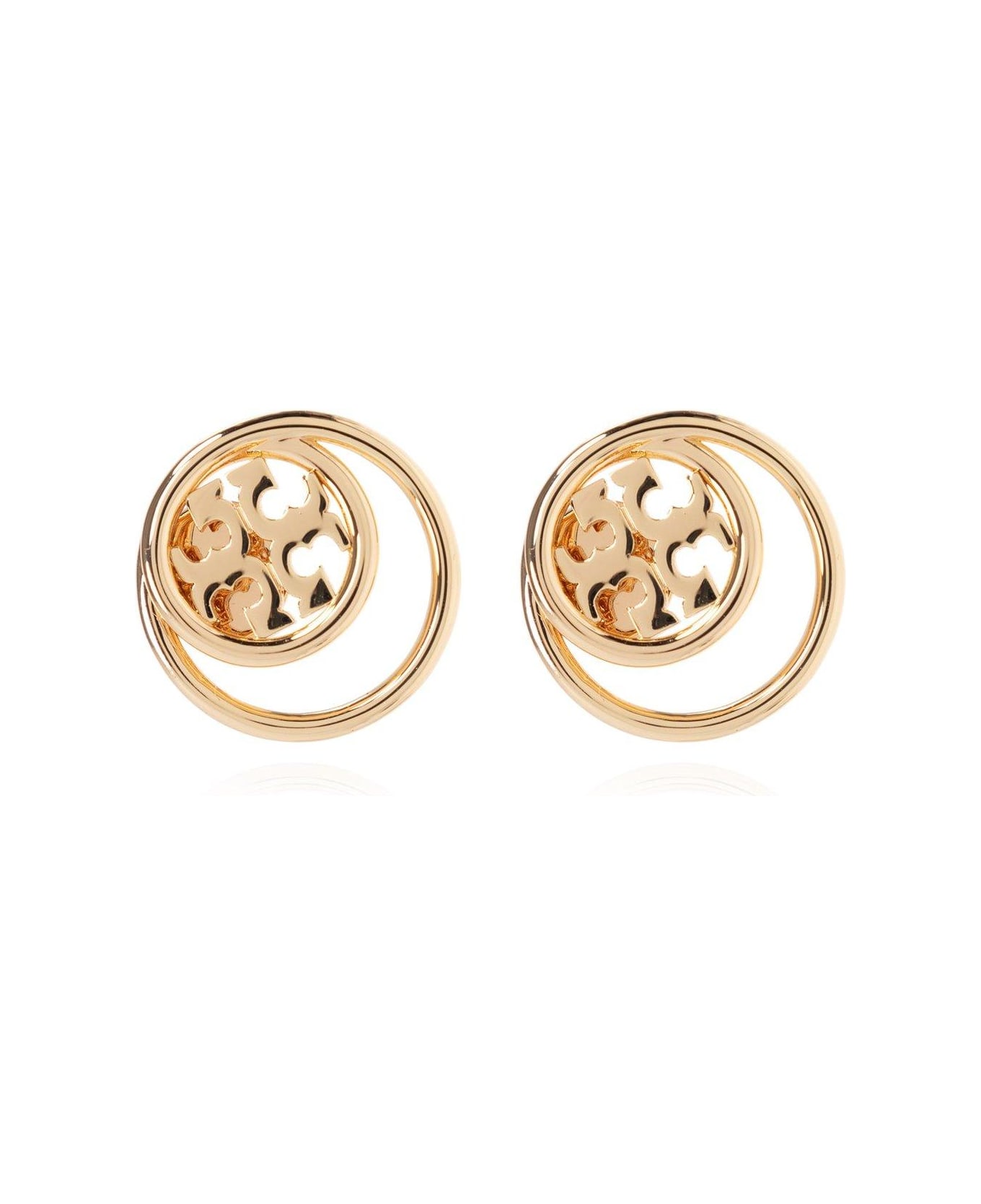 Tory Burch Double-ring Logo Plaque Earrings - Gold