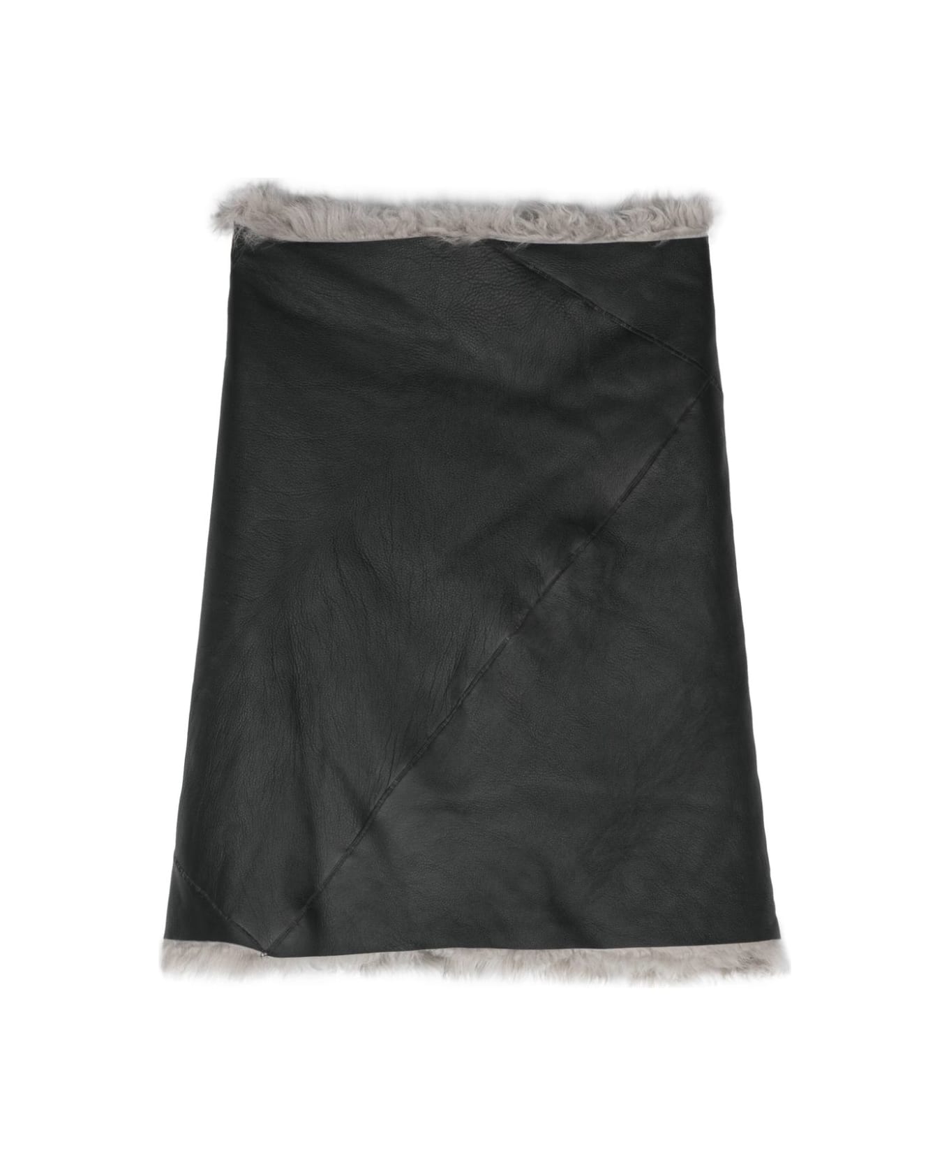 Rick Owens Leahter Shearling Cape - Black