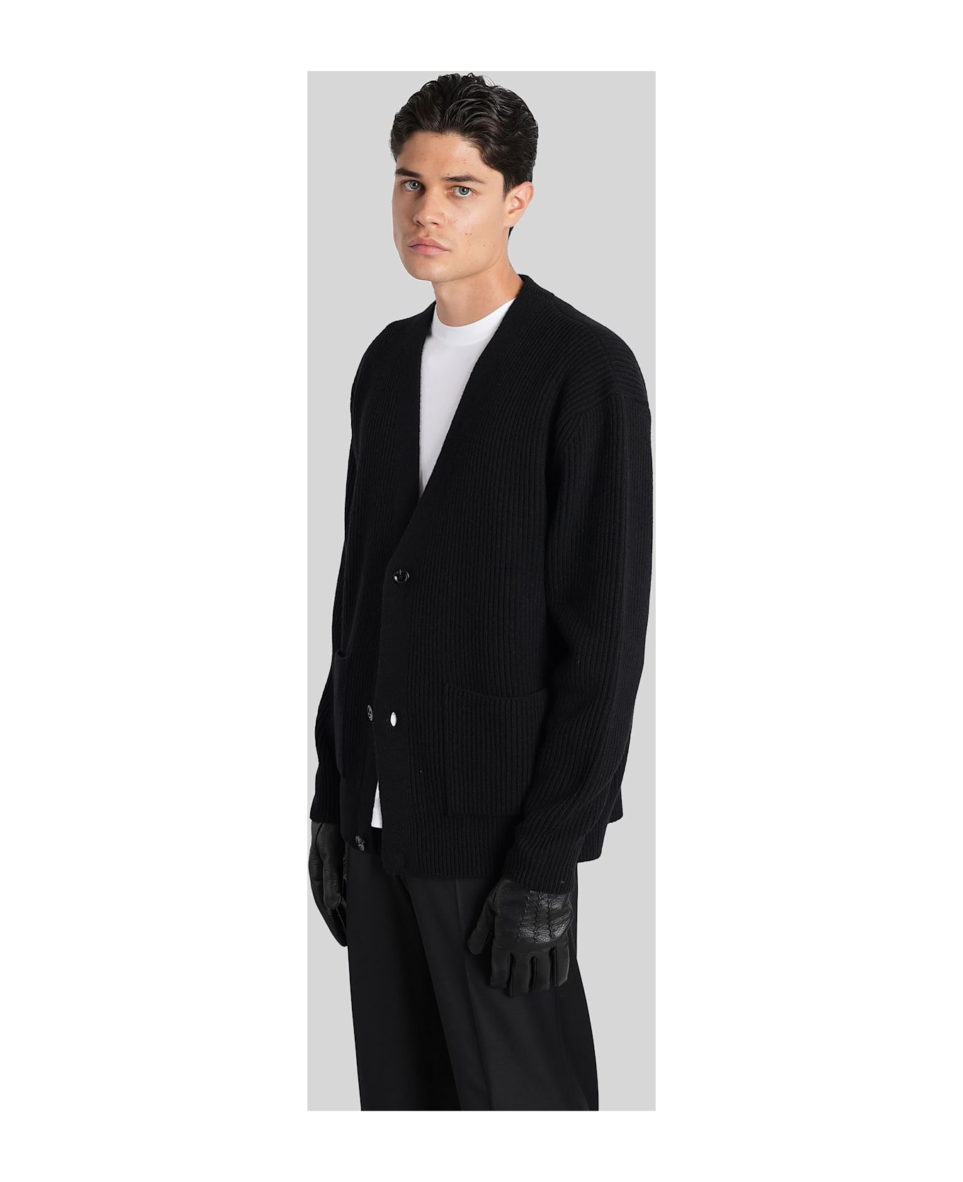 Lardini Cardigan In Black Wool - black