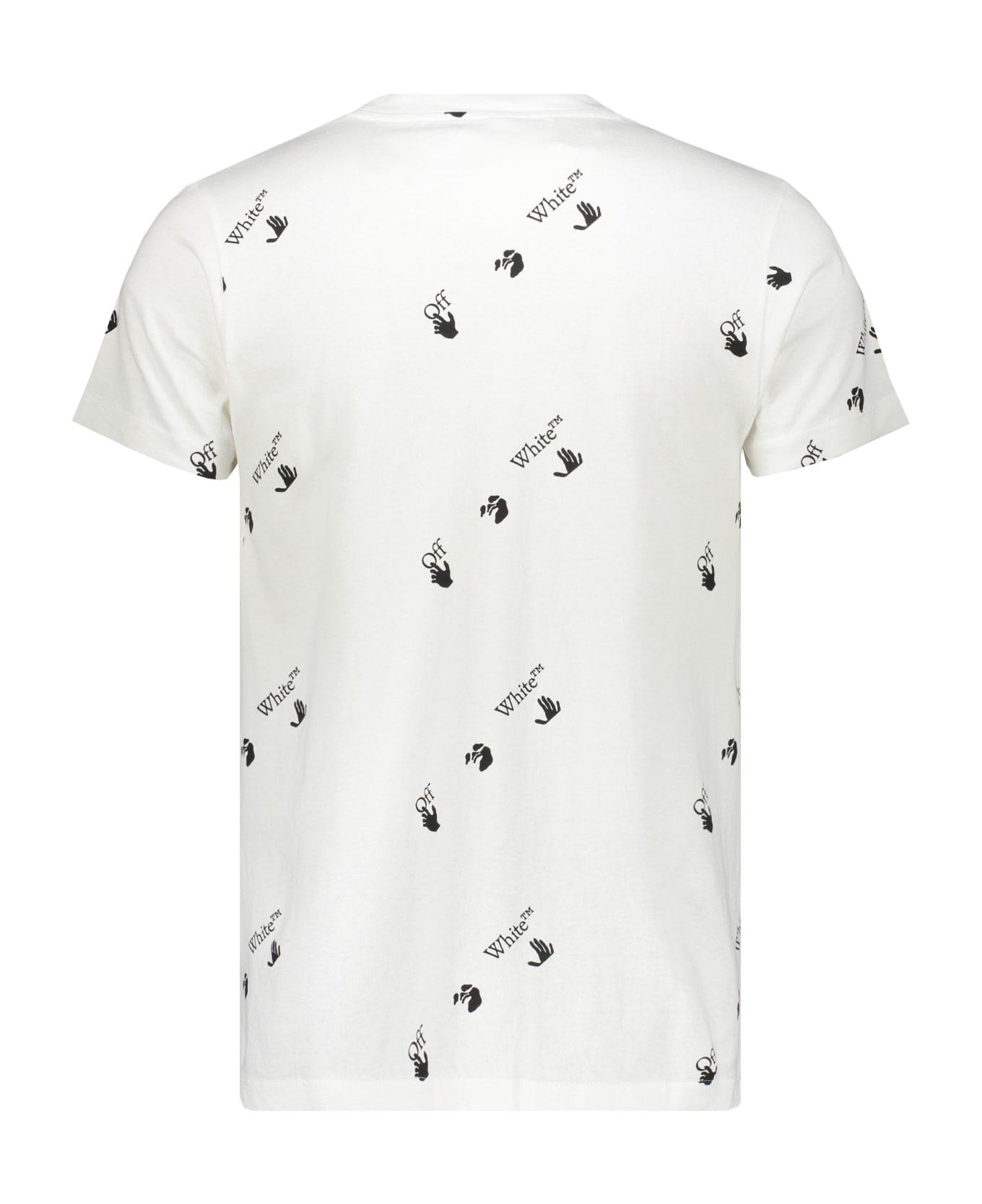 Off-White Short Sleeve Printed Cotton T-shirt - White