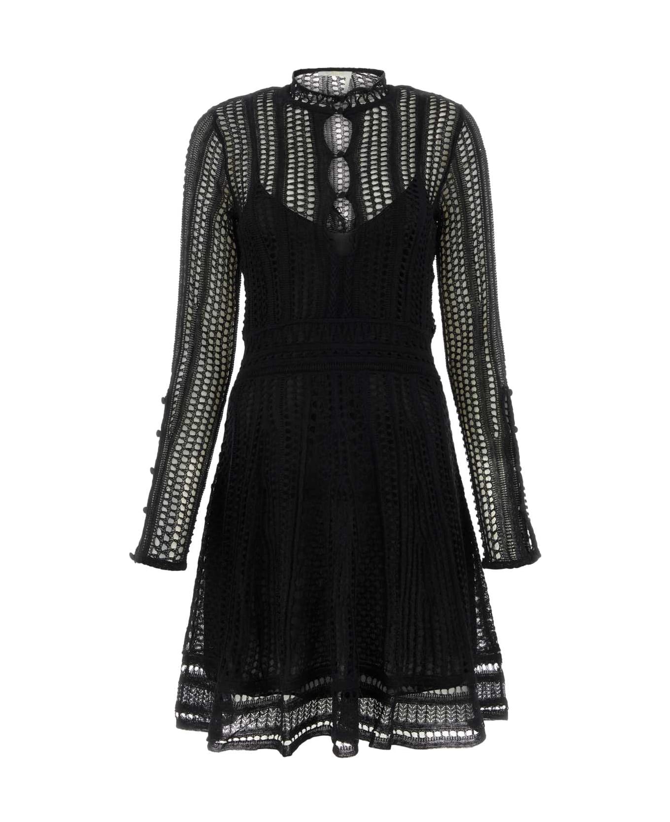 Chloé Black Linen Blend Mini Dress - Black ワンピース＆ドレス