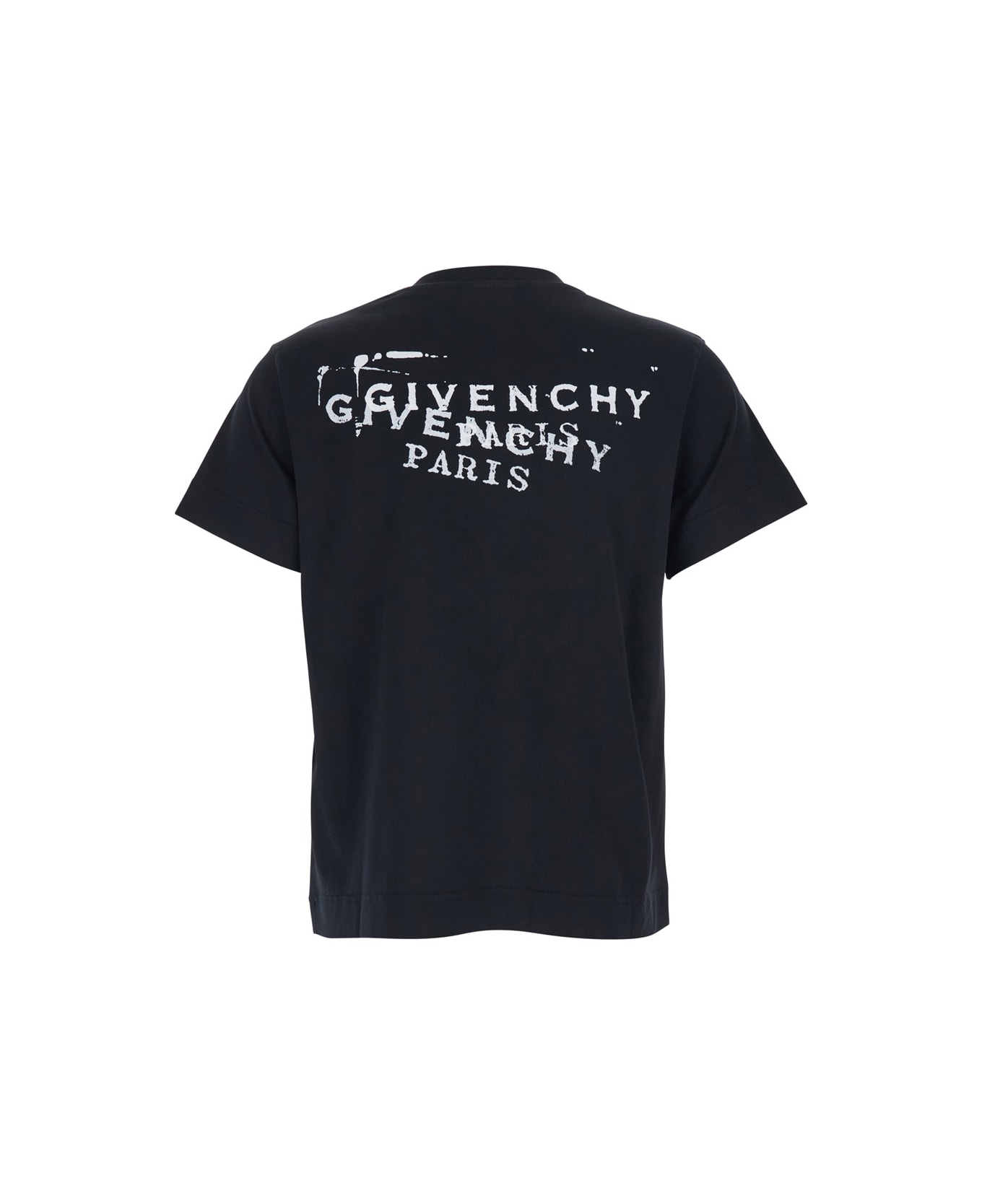 Givenchy Black Crew Neck T-shirt With Logo On Front And Back In Cotton Woman - Black