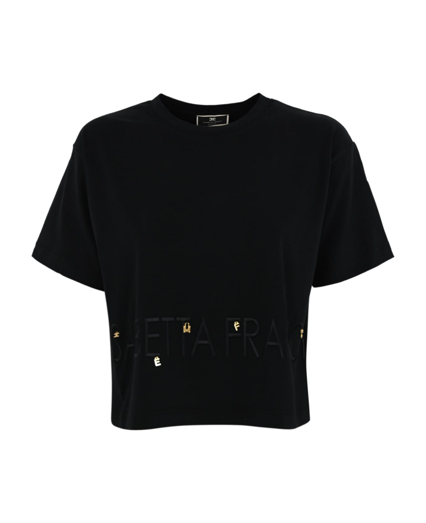 Elisabetta Franchi T-shirt With Logo And Accessories - Black