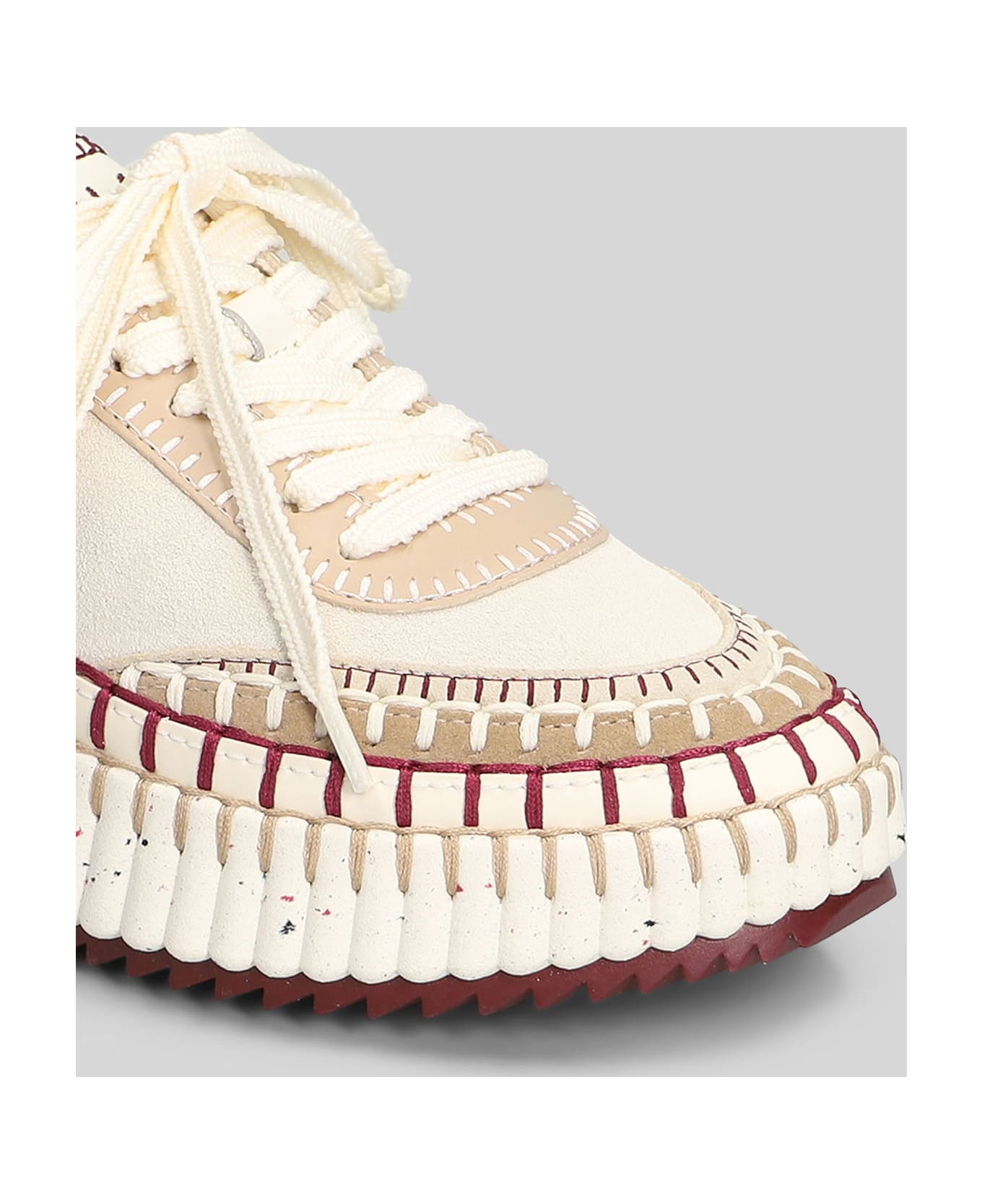 Chloé Nama Sneakers In Beige Suede And Leather - beige