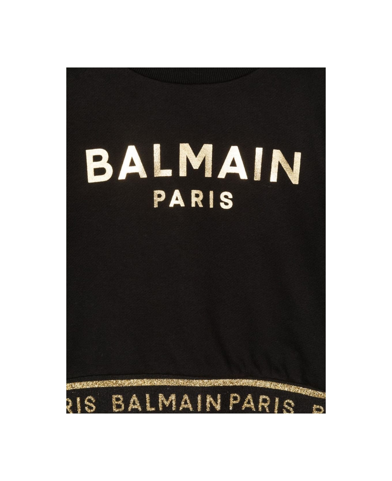Balmain Cropped Sweatshirt Logoed Cuffs And Waistband - BLACK
