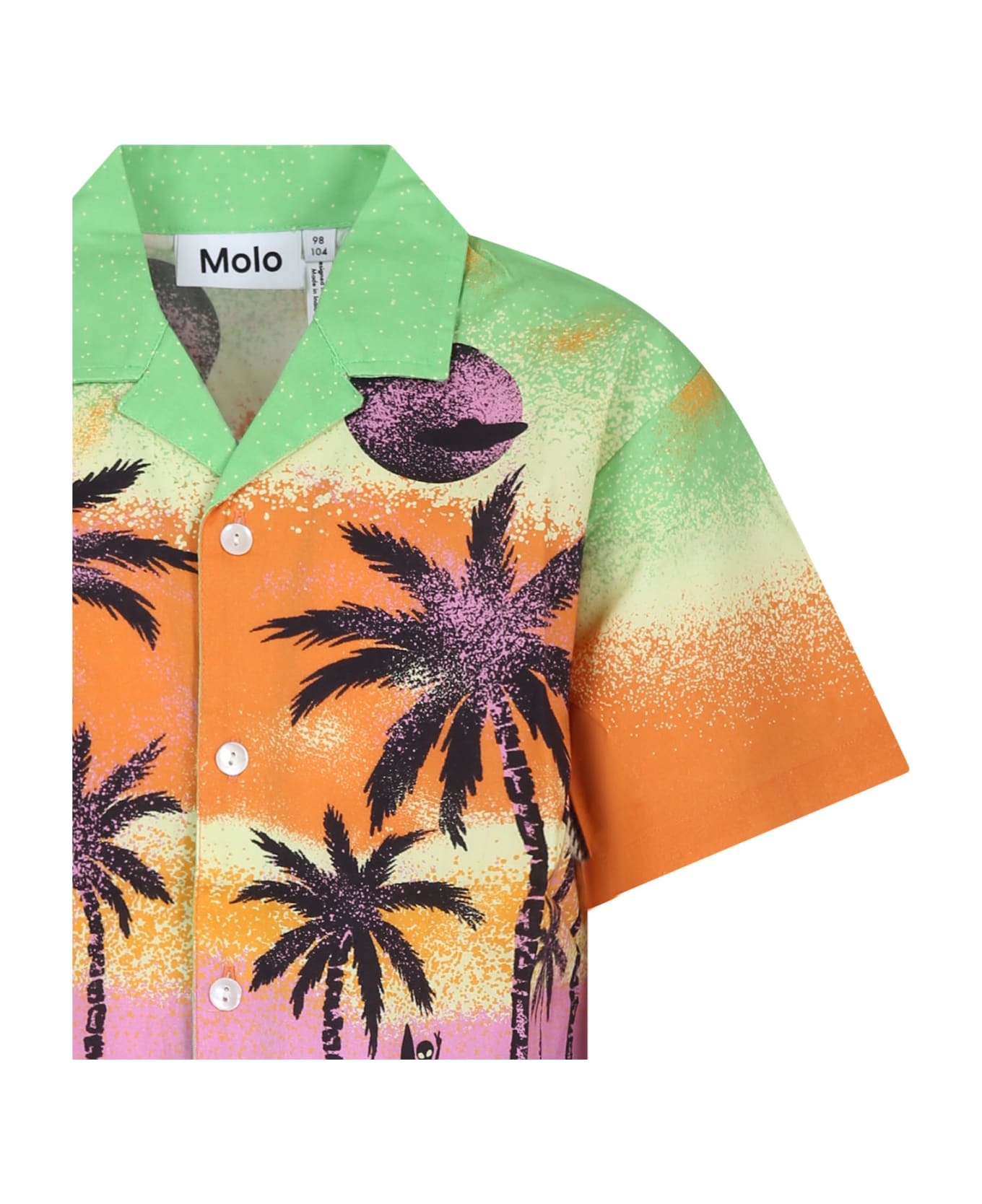 Molo Orange Shirt For Boy With Alien And Palm Tree Print - Multicolor