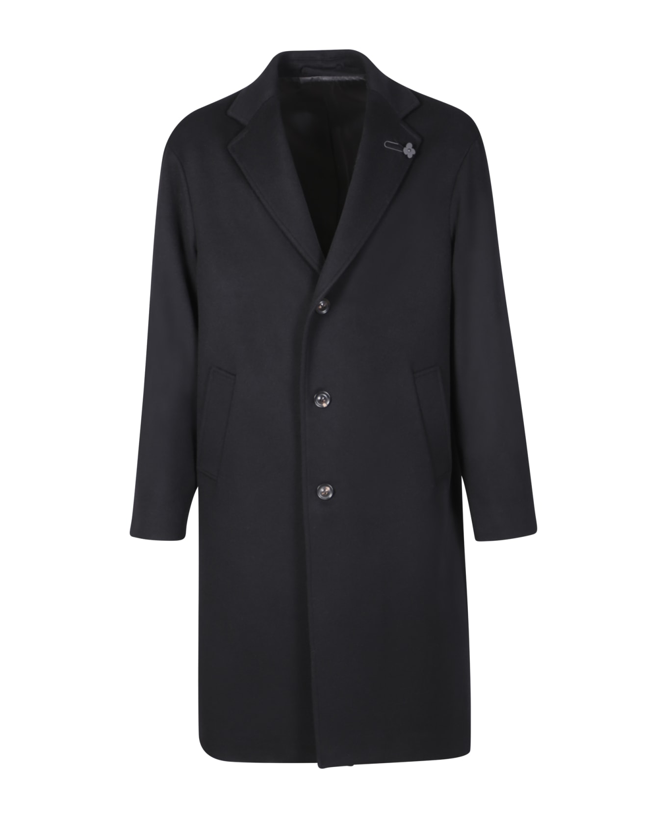 Lardini Single-breasted Black Coat - Black