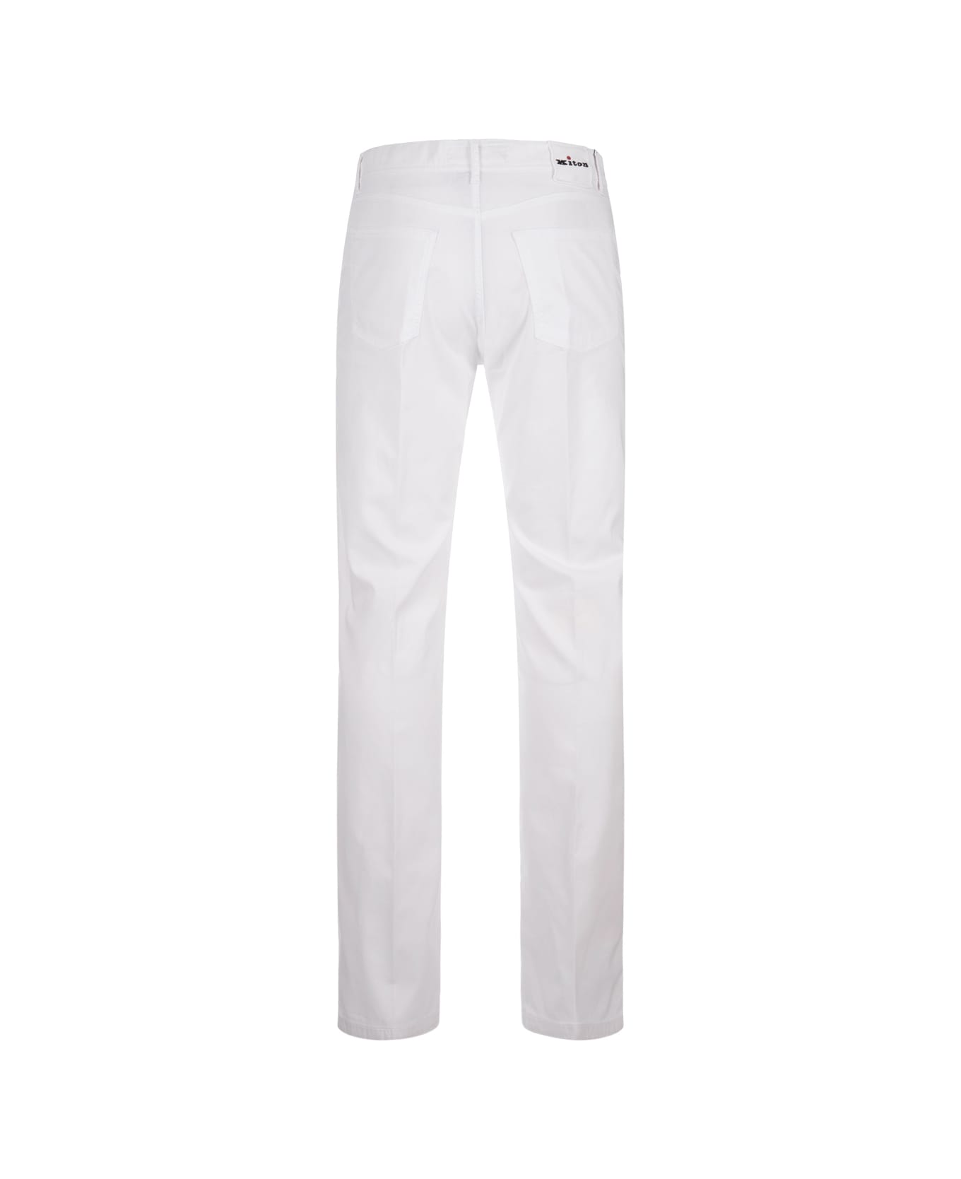 Kiton White 5 Pocket Straight Leg Trousers - White