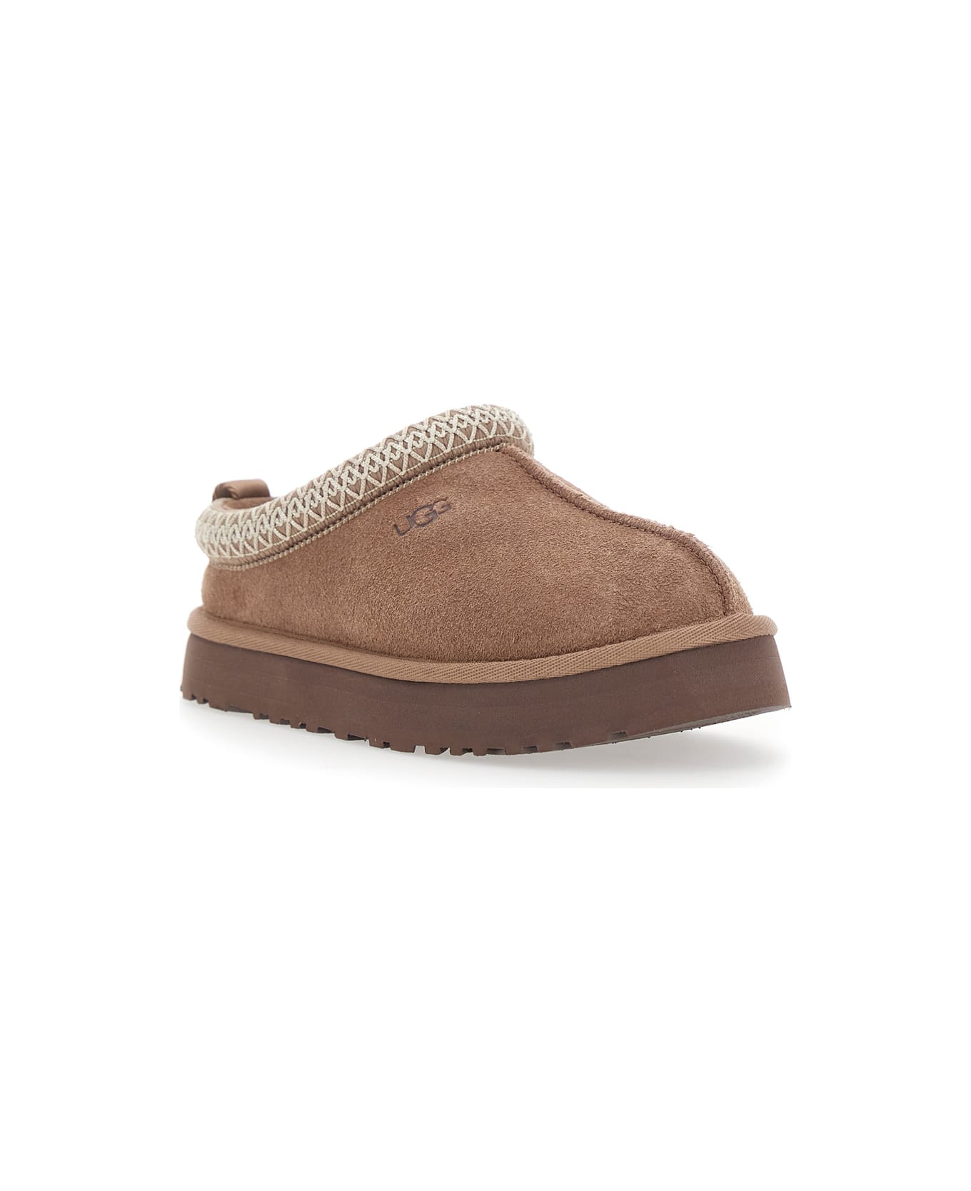 UGG 
tasman
 Beige Mules With Embossed Logo And Platform In Suede Girl - Beige