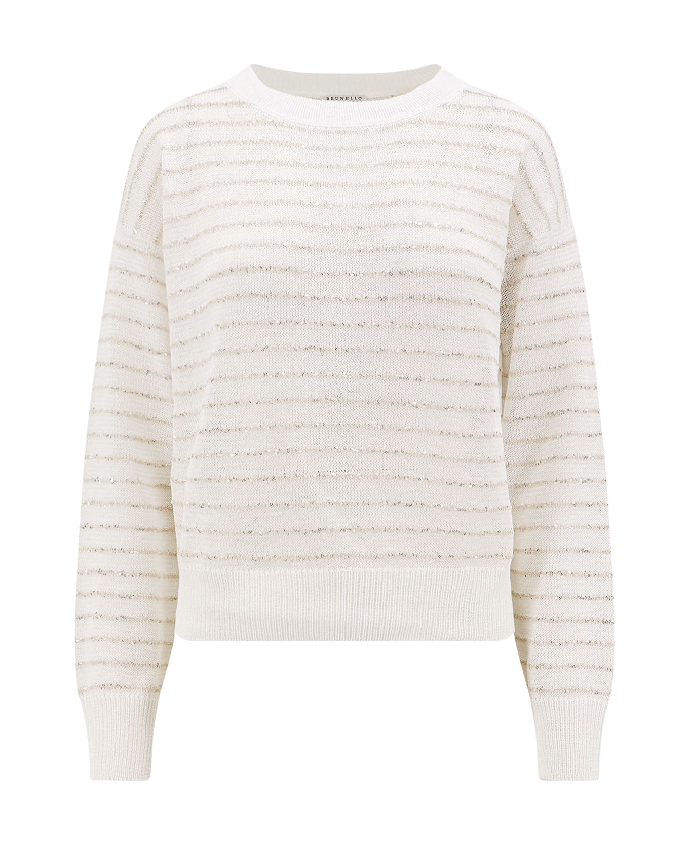 Brunello Cucinelli Cotton Sweater With Lurex Detail - White