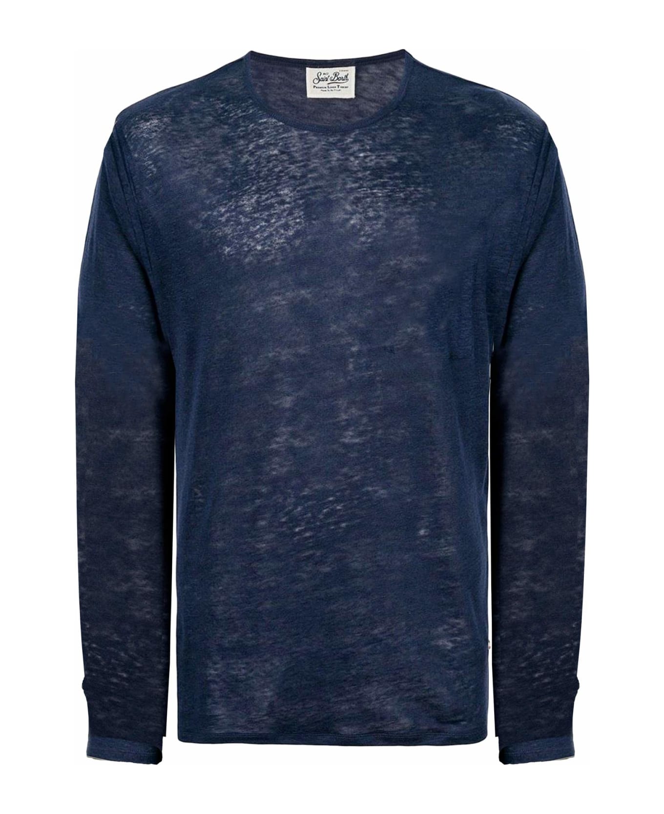 MC2 Saint Barth T-shirt Man Blue Navy Linen - BLUE