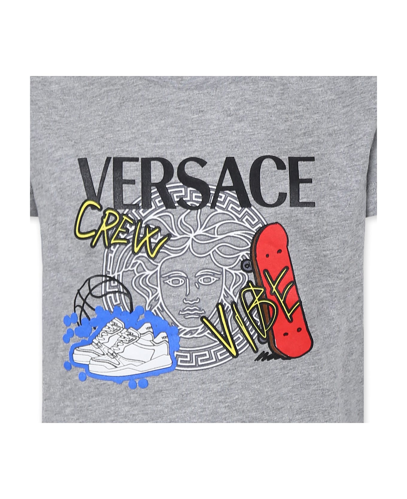 Versace Grey T-shirt For Boy With Logo - Grey