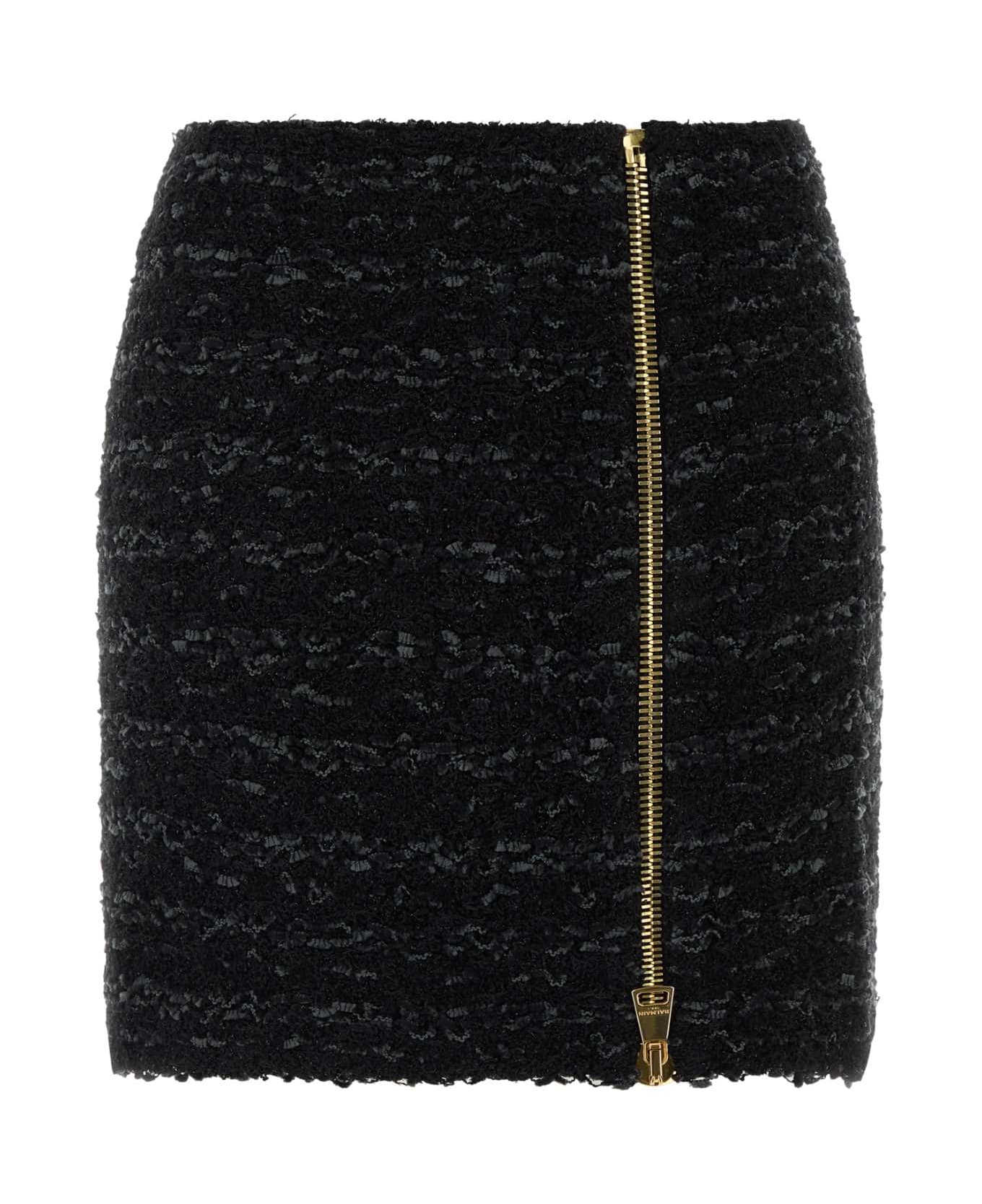 Balmain Black Tweed Mini Skirt - NOIR