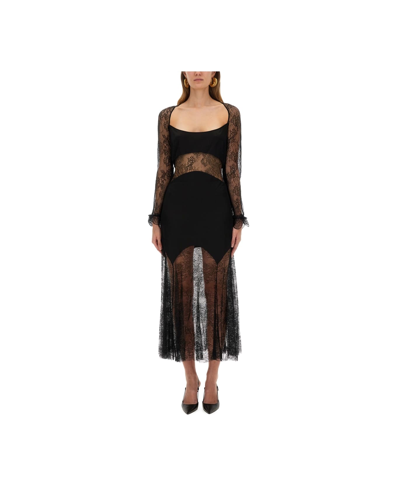Nina Ricci Long Lace Dress - BLACK