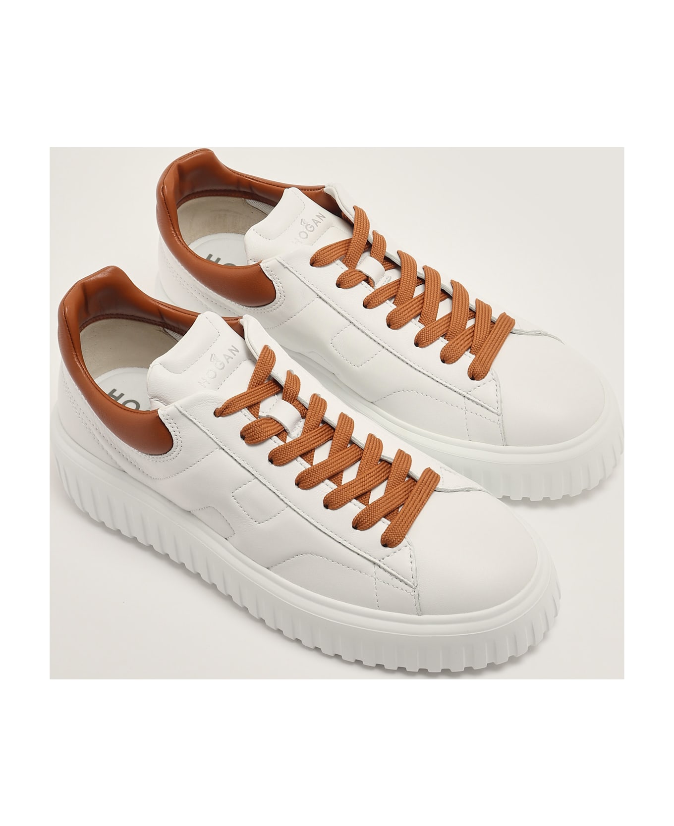 Hogan H-stripes Allacciata H Sneaker - BIANCO-CAMEL