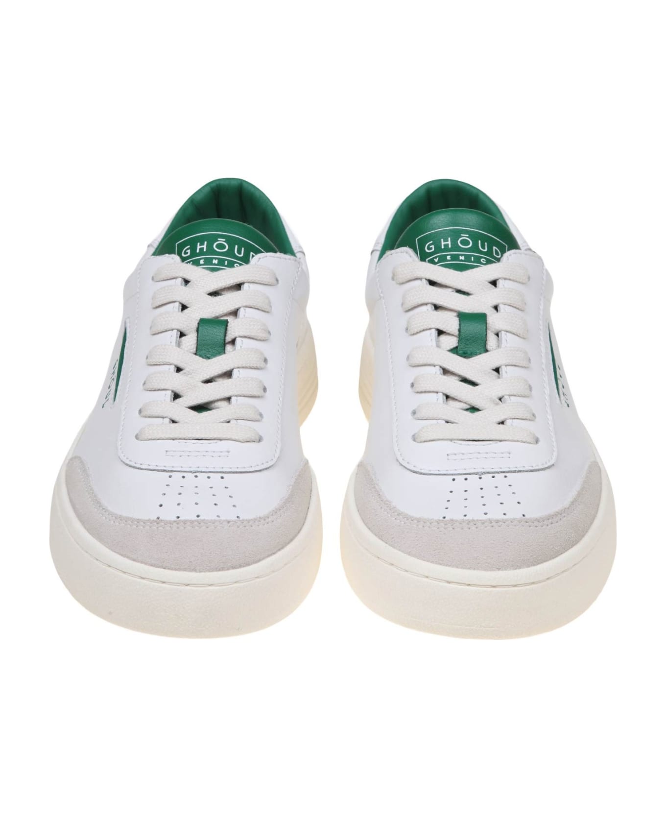 GHOUD Lido Low Sneakers In White/green Leather And Suede - Green スニーカー