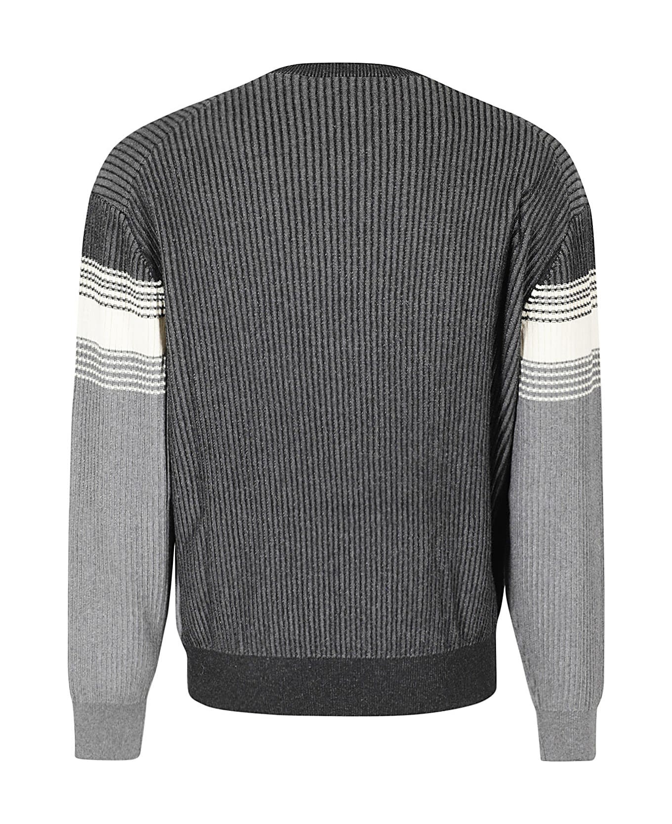 Neil Barrett Rib Shading Mirrored Bolt Sweater - Blk Grey Ivo