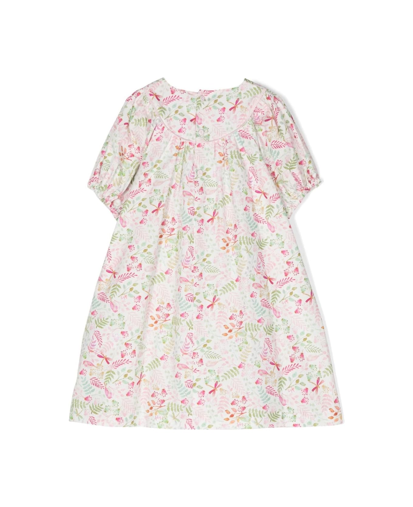 Il Gufo Cotton Dress With Pink Floral Print - Pink