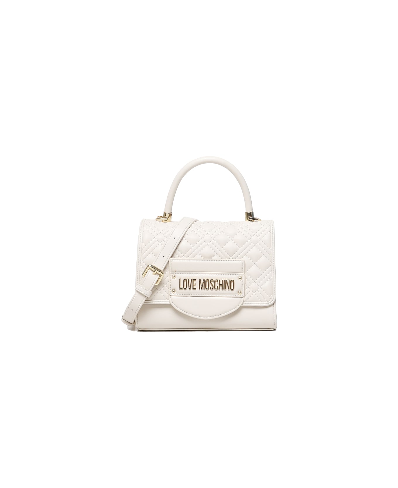 Love Moschino Quilted Bag With Logo - Ivory