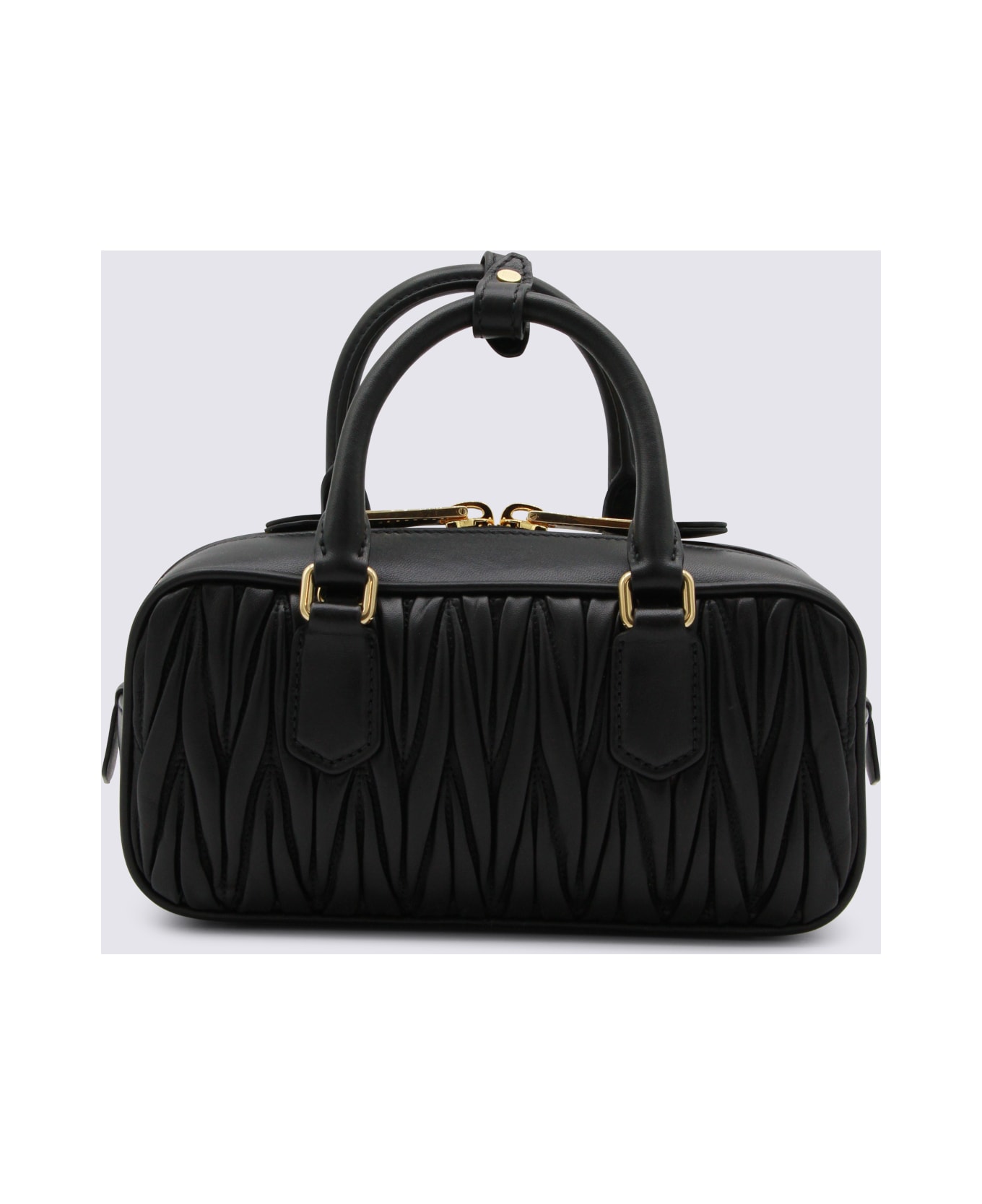 Miu Miu Black Leather Top Handle Bag - Black