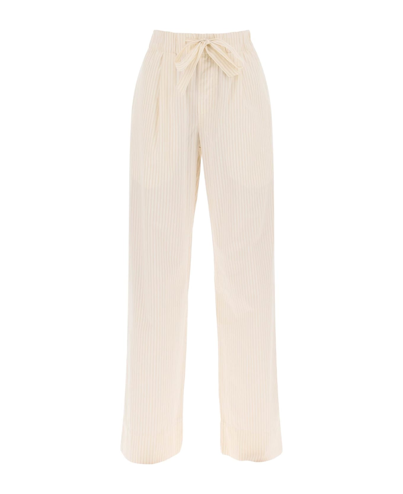 Birkenstock Pajama Pants In Striped Organic Poplin - WHEAT STRIPES (Beige)