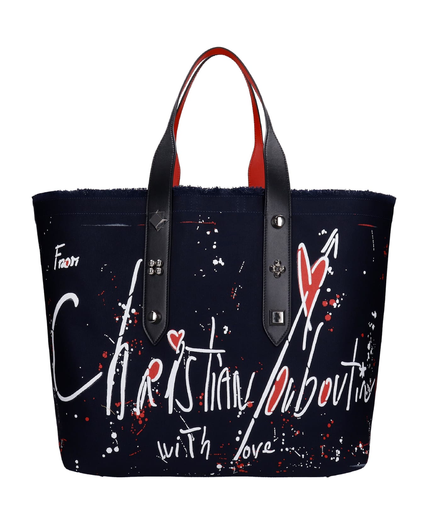 Christian Louboutin Frangibus Toile Tote In Black Leather