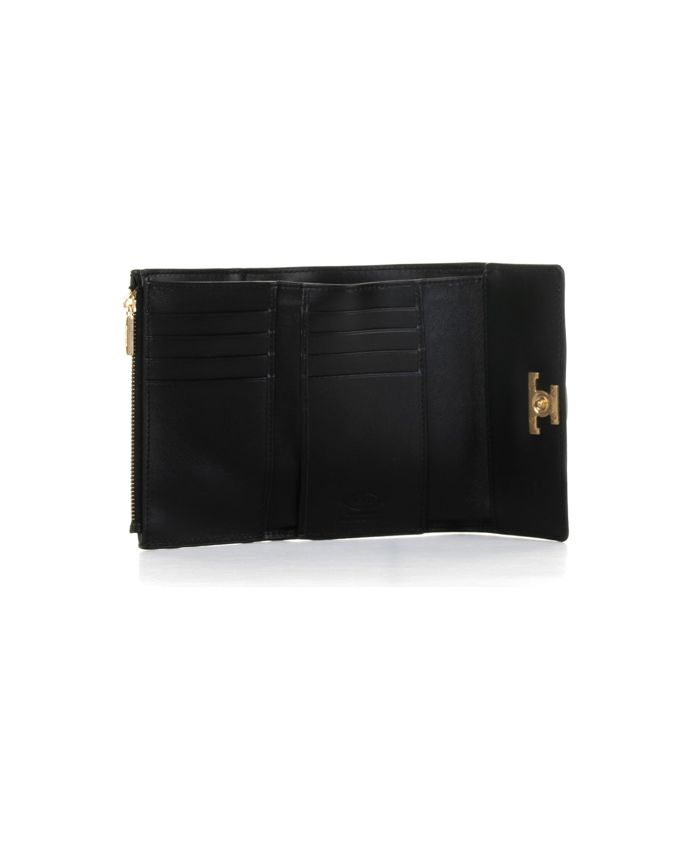 Tod's Leather Wallet With Logo Plaque - Black 財布