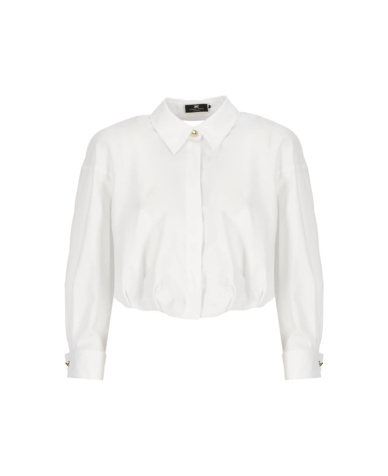 Elisabetta Franchi Long-sleeved Cropped Poplin Shirt Elisabetta Franchi - White