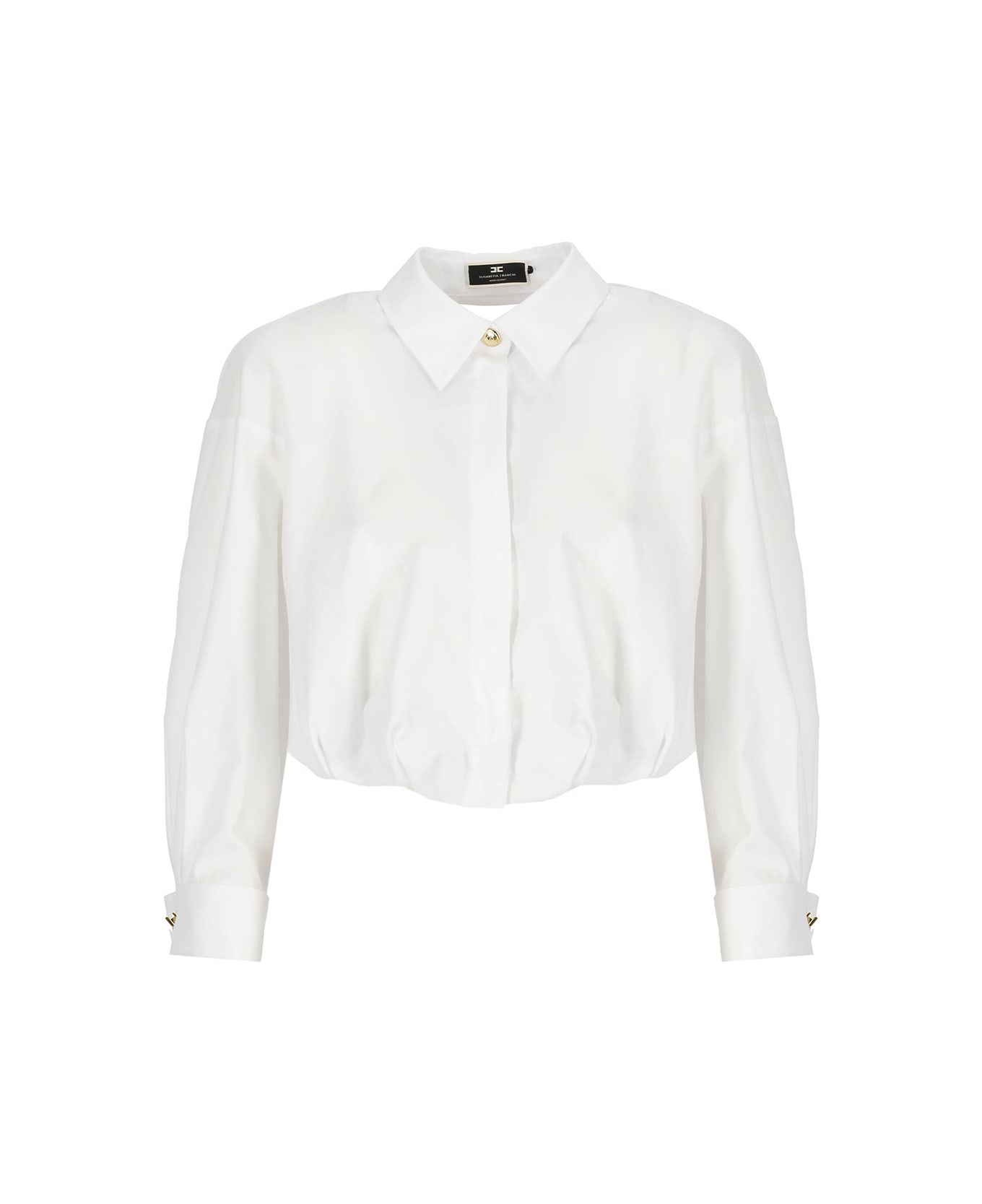 Elisabetta Franchi Long-sleeved Cropped Poplin Shirt Elisabetta Franchi - White シャツ