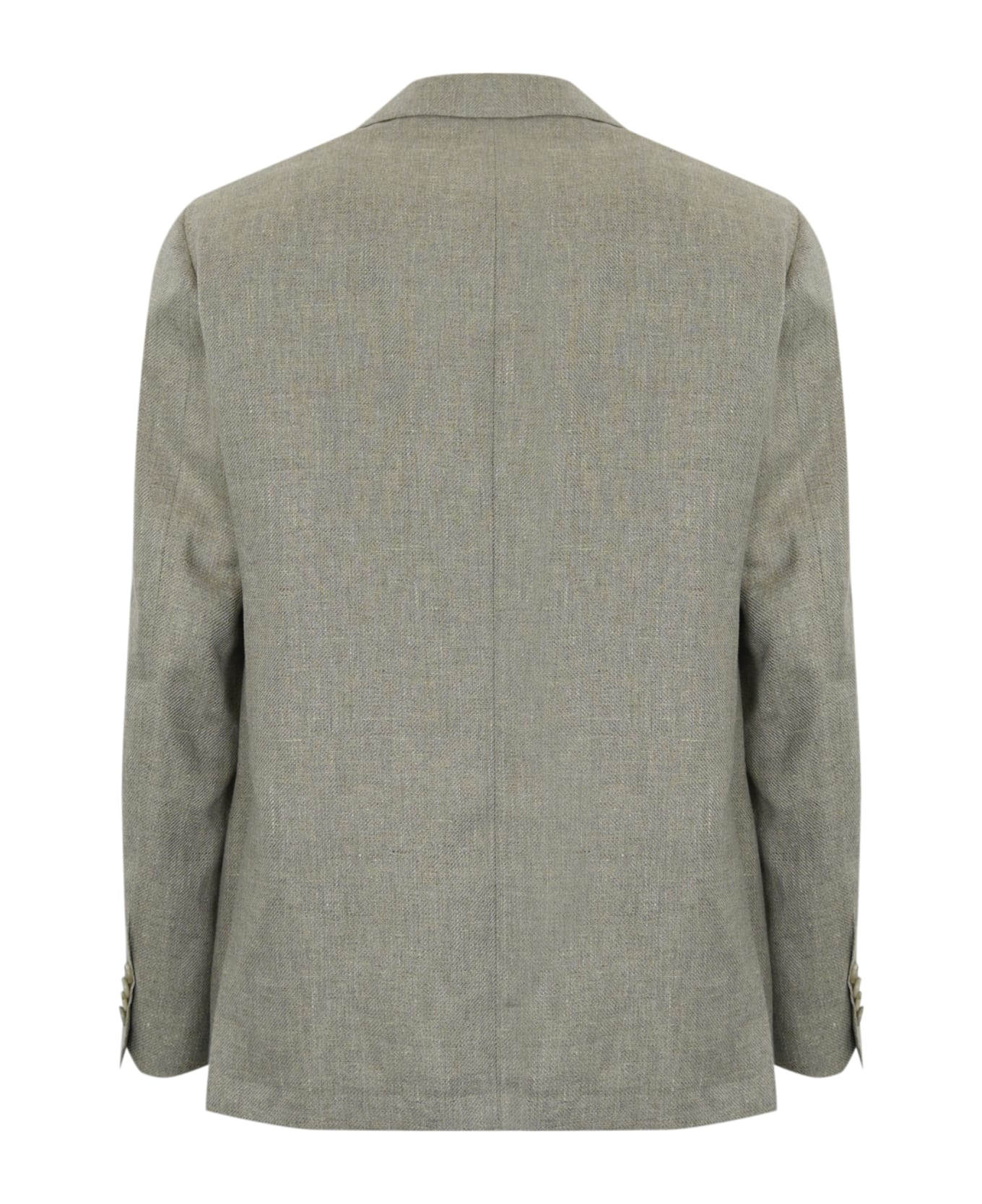 Corneliani Single-breasted Jacket In Linen And Lyocell - Grigio