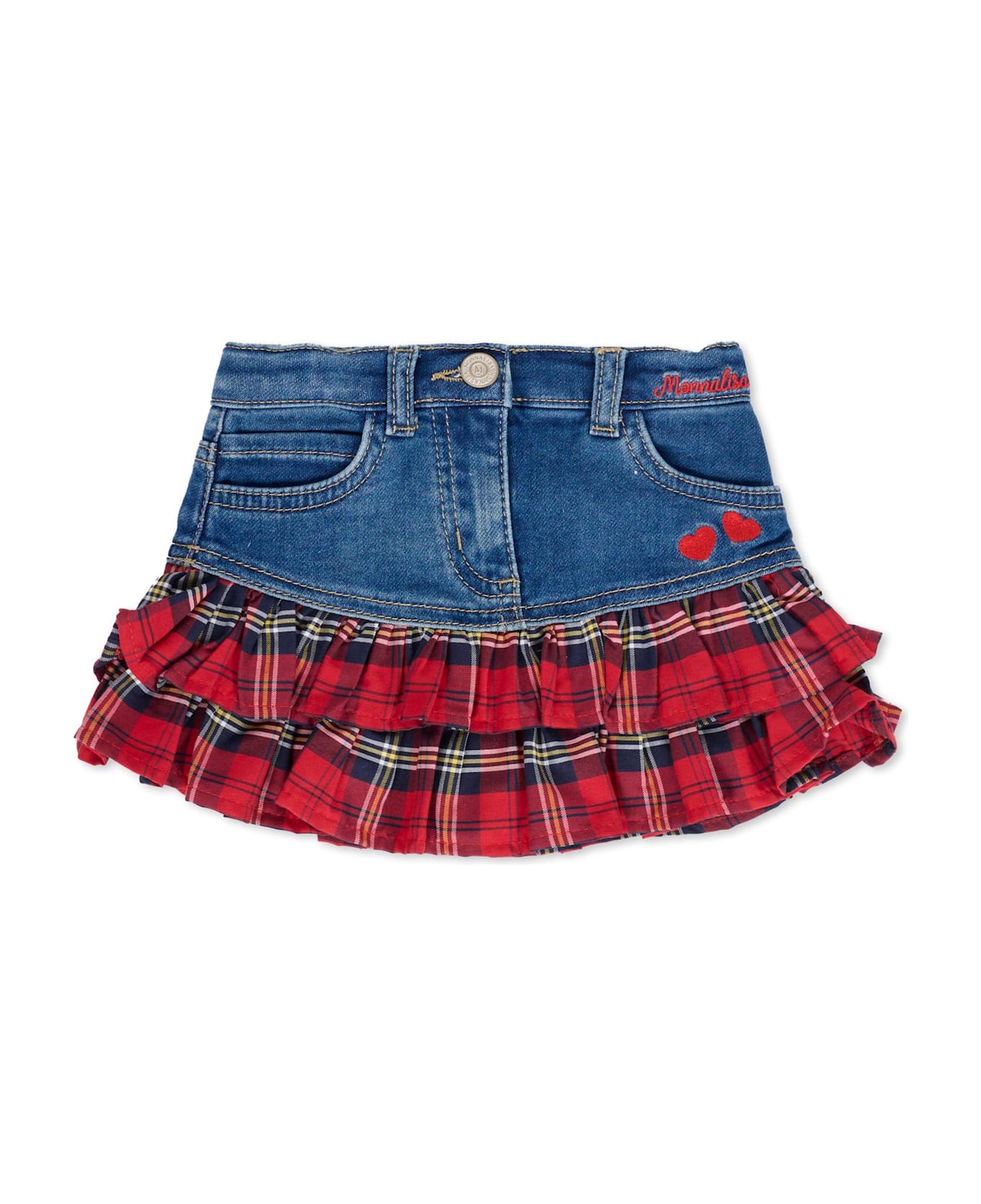 Monnalisa Blue Skirt For Baby Girl With Logo - Denim