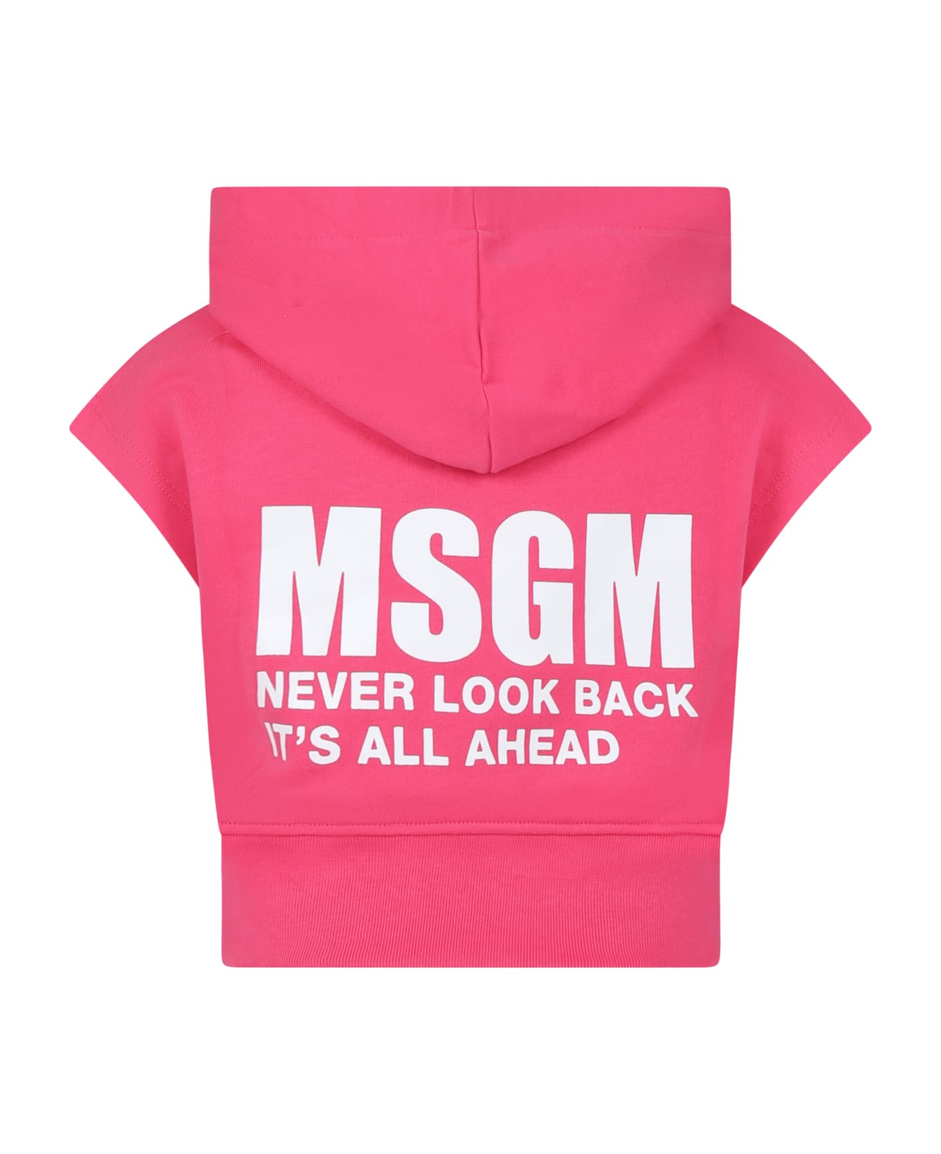 MSGM Fuchsia Sweatshirt For Girl With Logo And Writing - Fuchsia