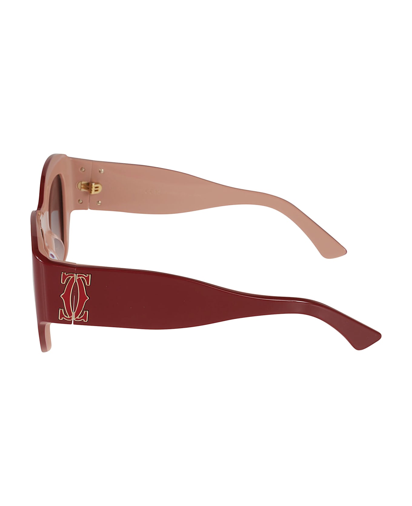 Cartier Eyewear Curved Square Sunglasses - Burgundy Red