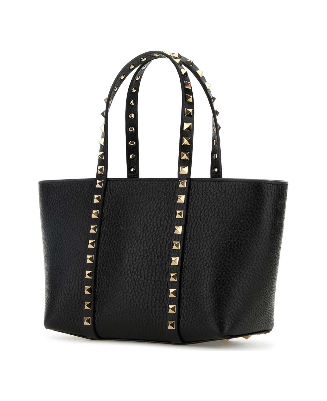 Valentino Garavani Black Leather Medium Rockstud Handbag - NERO